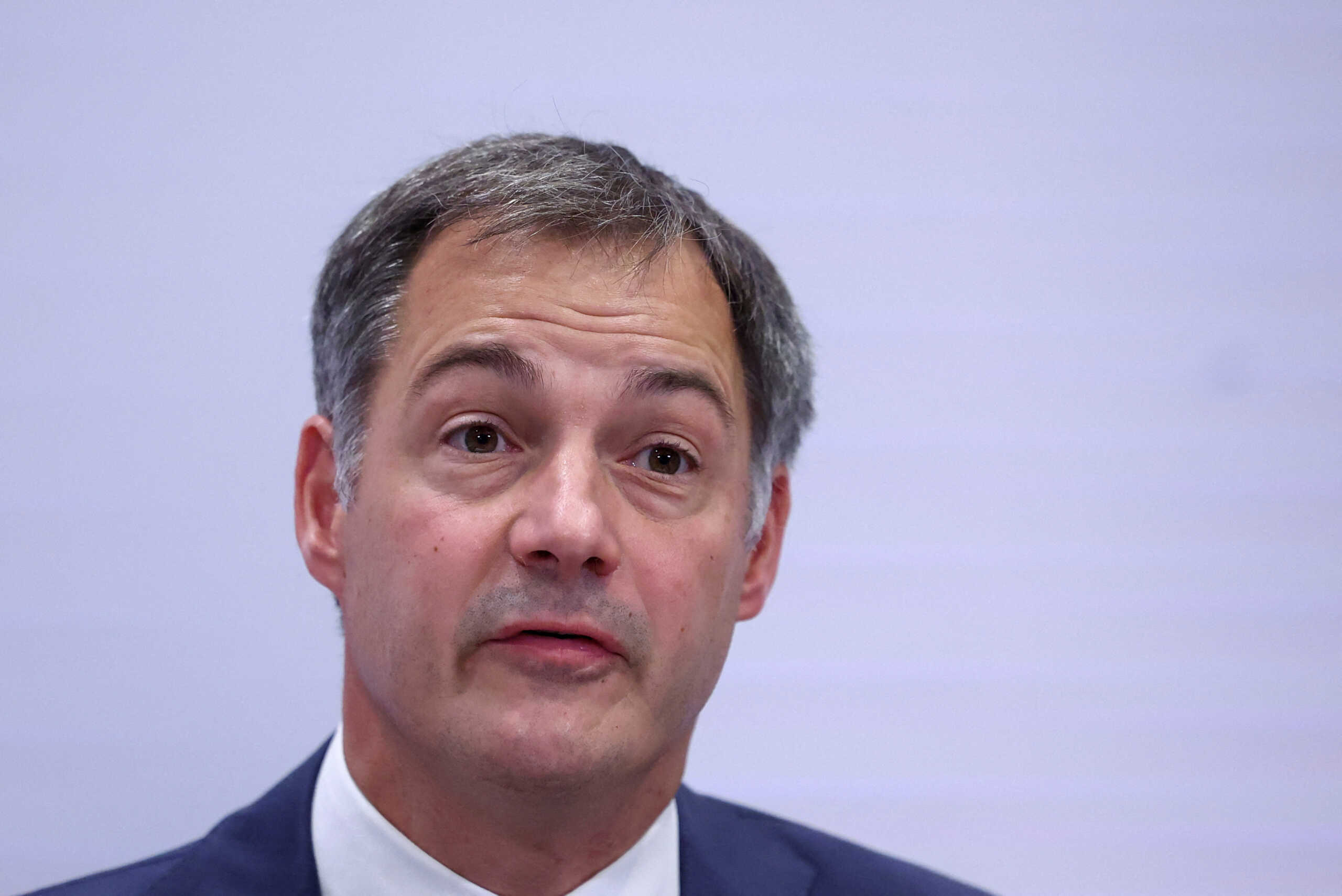 Belgium's Prime Minister Alexander De Croo attends a press conference, in Brussels, Belgium October 11, 2023. REUTERS