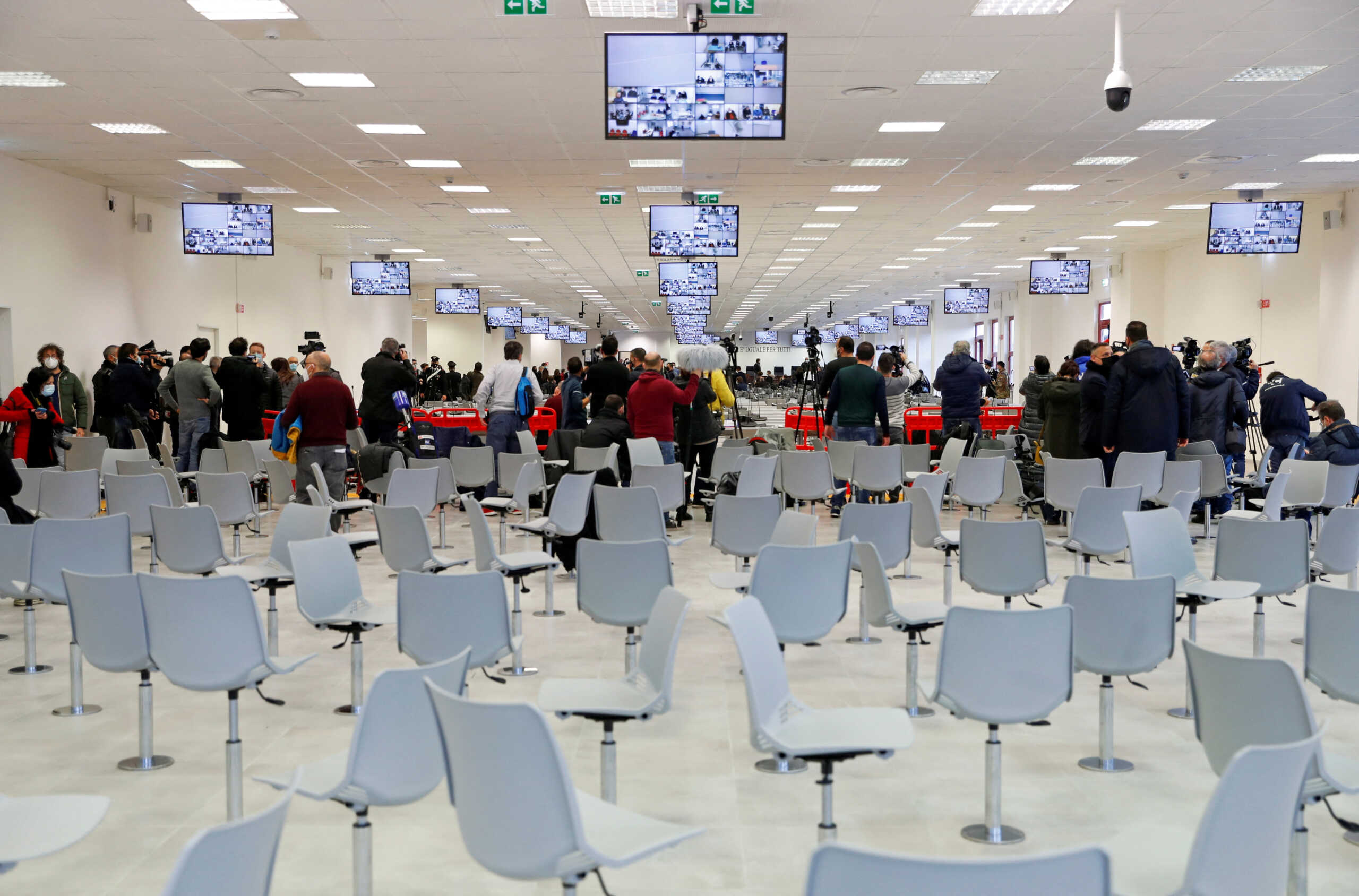 FILE PHOTO: A general view ahead of a trial against 355 suspected members of the 'Ndrangheta mafia, accused of an array of charges, in a High Security Courthouse in Lamezia Terme, Italy, January 13, 2021. REUTERS