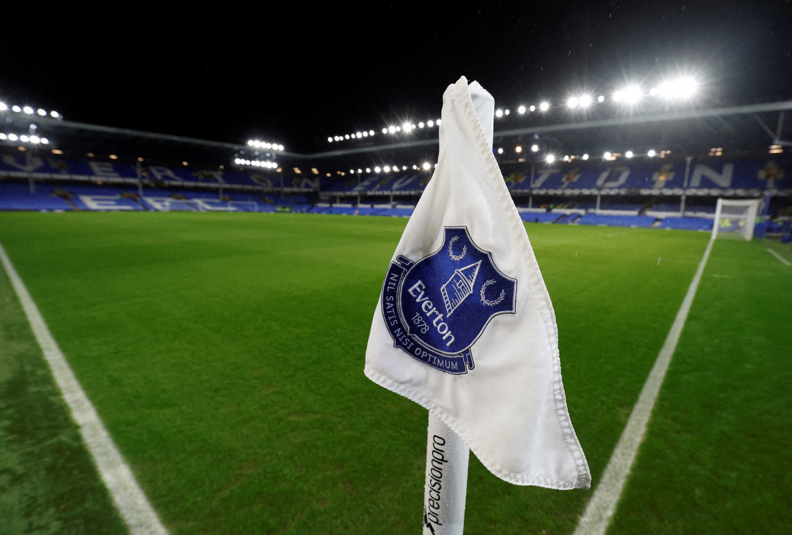 FILE PHOTO: Soccer Football - Premier League - Everton v Brighton & Hove Albion - Goodison Park, Liverpool, Britain - January 3, 2023 General view of a corner flag inside the stadium before the match Action Images via Reuters