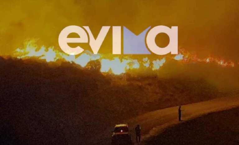 Δύσκολη νύχτα στην Εύβοια – Μάχη με τις αναζωπυρώσεις στα χωριά της Καρύστου