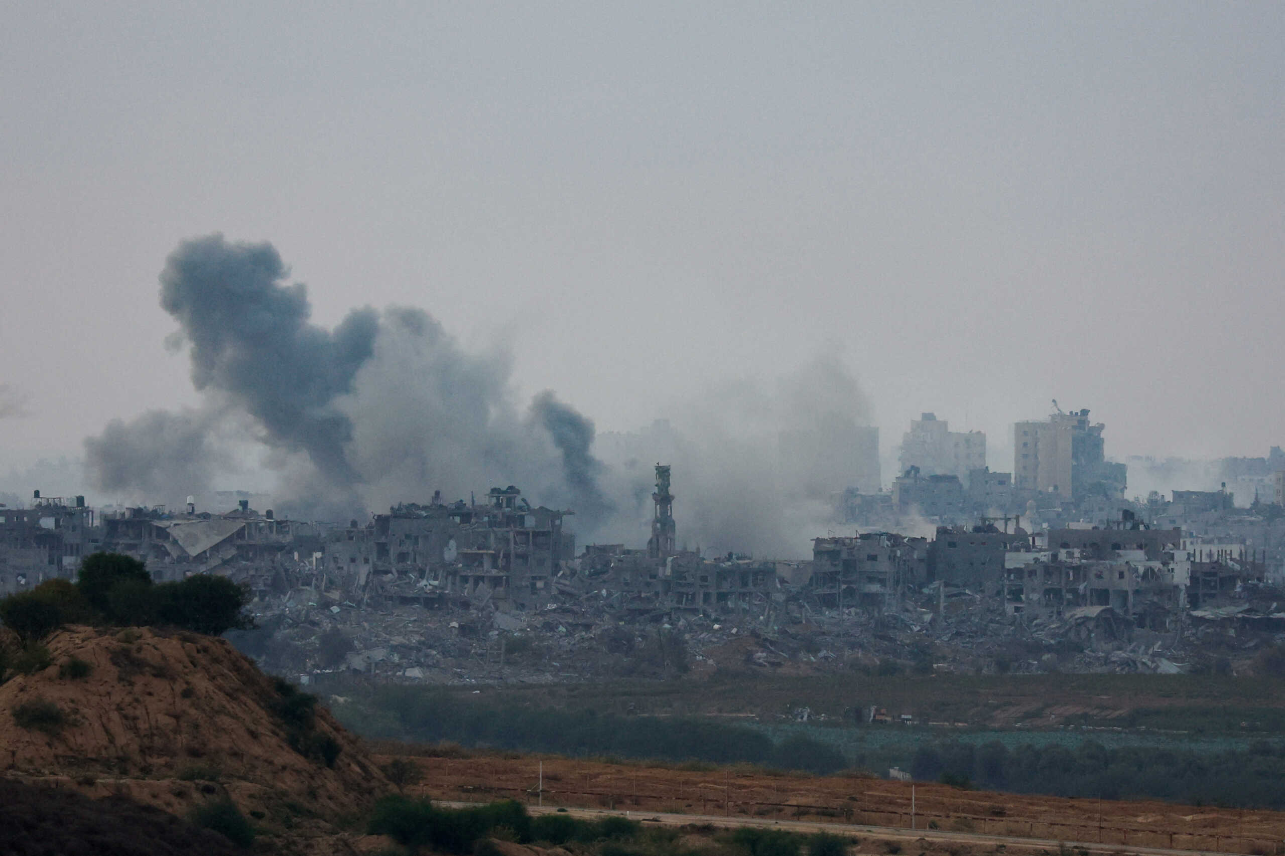 Smoke rises above Gaza, as seen from southern Israel, amid the ongoing conflict between Israel and the Palestinian group Hamas, November 14, 2023. REUTERS