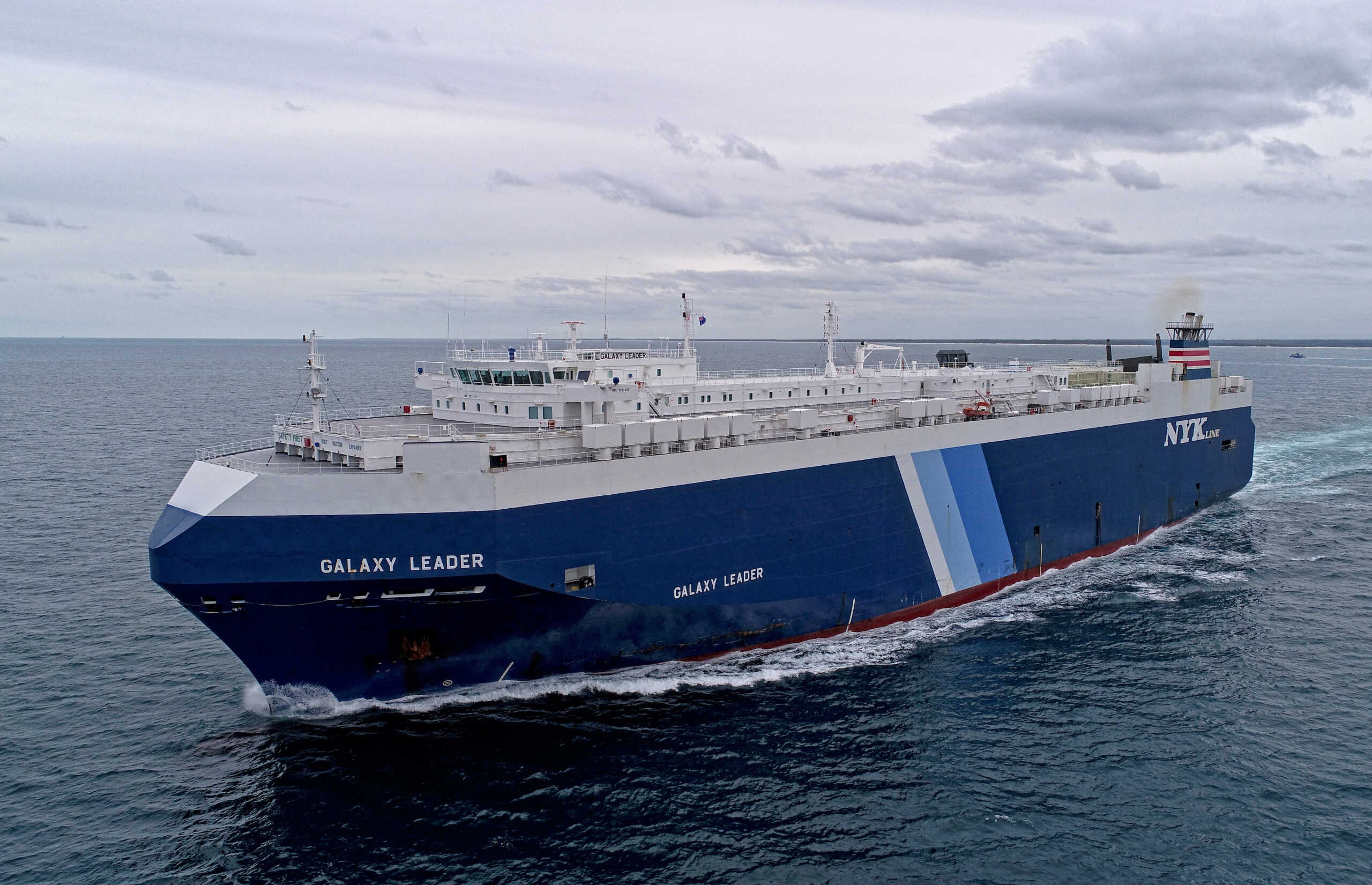 A view of the British-owned and Japanese-operated cargo ship Galaxy Leader, which was reported to have been captured by Houthis in the southern Red Sea, in this handout image taken near Queensland, Australia November 27, 2018. Owen Foley