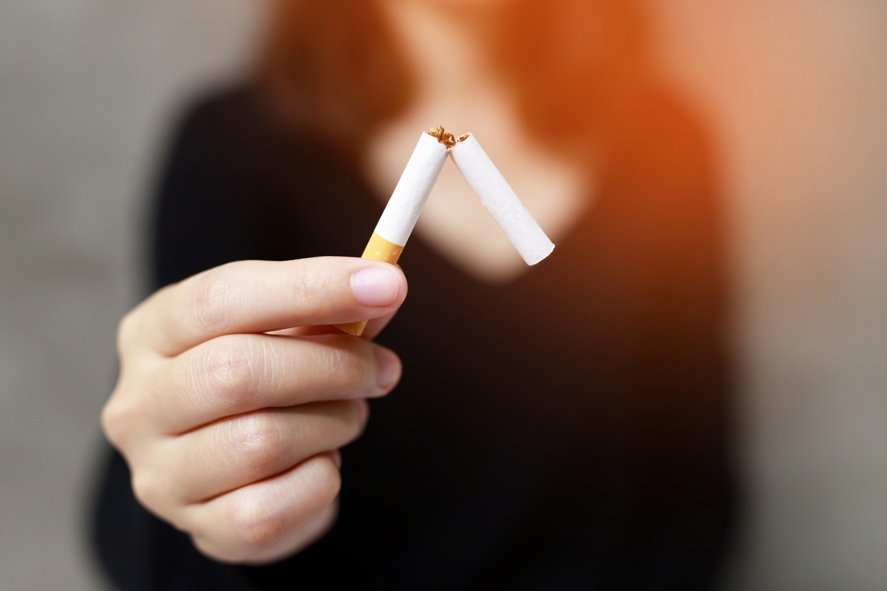 woman refusing cigarettes concept for quitting smoking and healthy lifestyle.or No smoking campaign Concept.