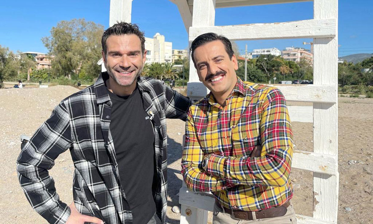 Θάνος Κιούσης, Κάρμεν Ρουγγέρη και Χριστίνα Κουλουμπή στους «Μπαμπά-δες» με τον Τάσο Ιορδανίδη