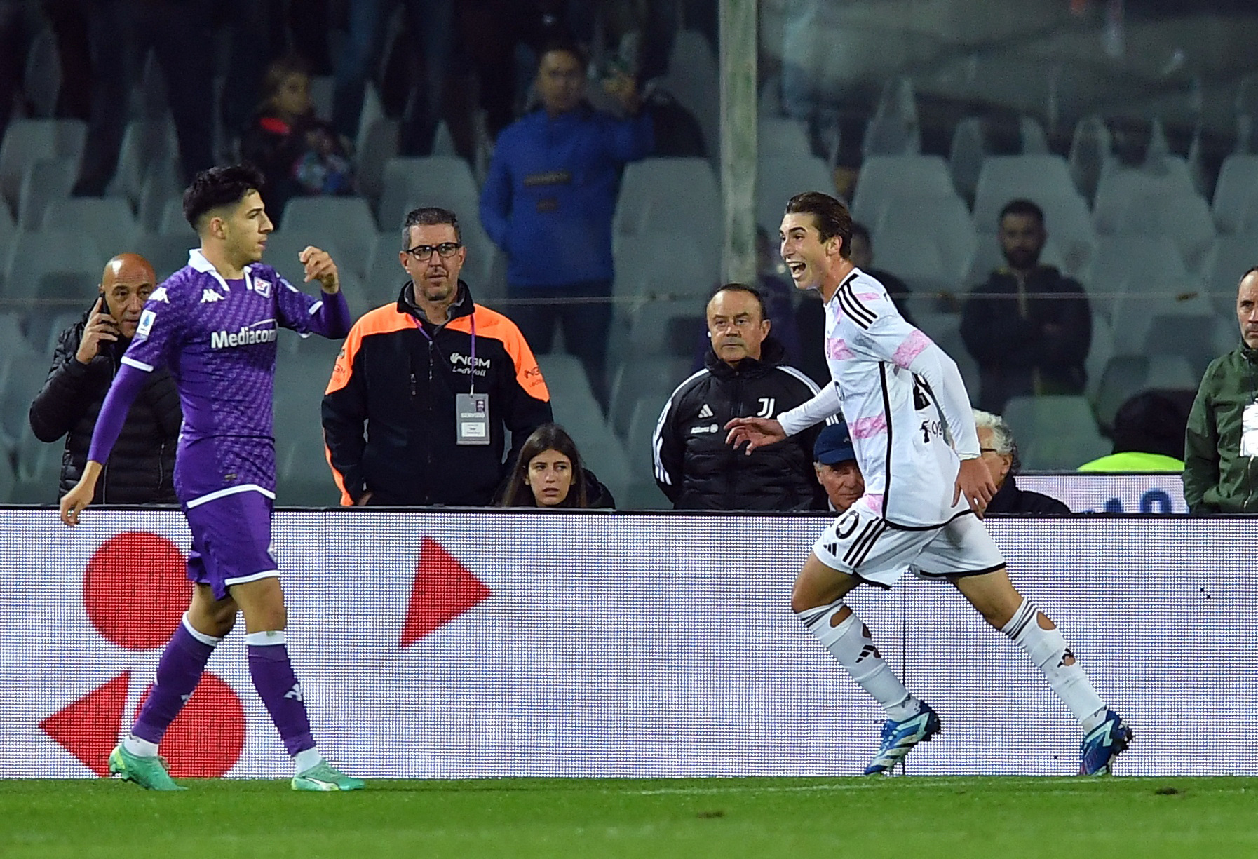 Soccer Football - Serie A - Fiorentina v Juventus - Stadio Artemio Franchi, Florence, Italy - November 5, 2023 Juventus' Fabio Miretti celebrates scoring their first goal REUTERS