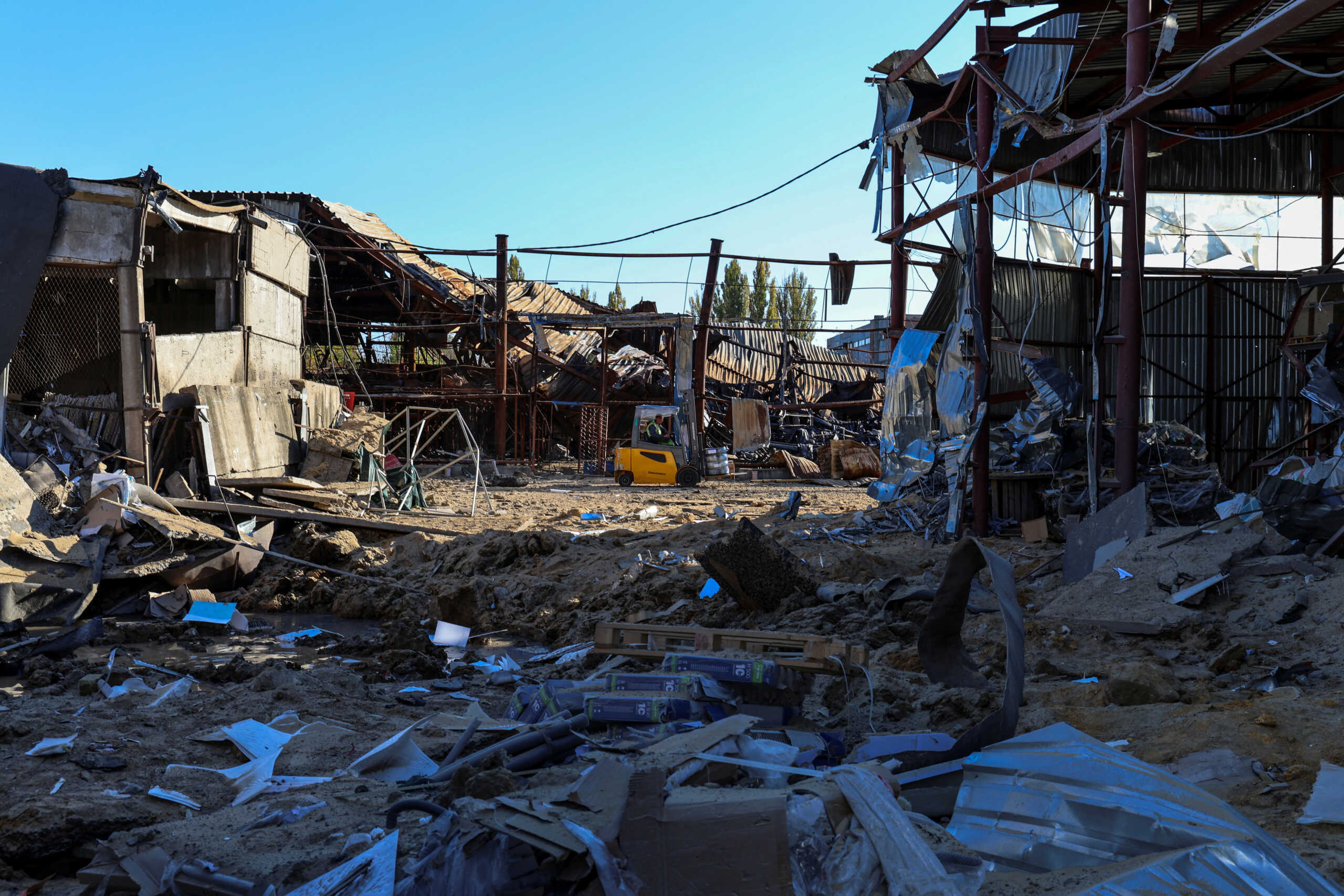 A view shows warehouses area damaged by a Russian missile strike, amid Russia's attack on Ukraine, in Kherson, Ukraine October 31, 2023. REUTERS