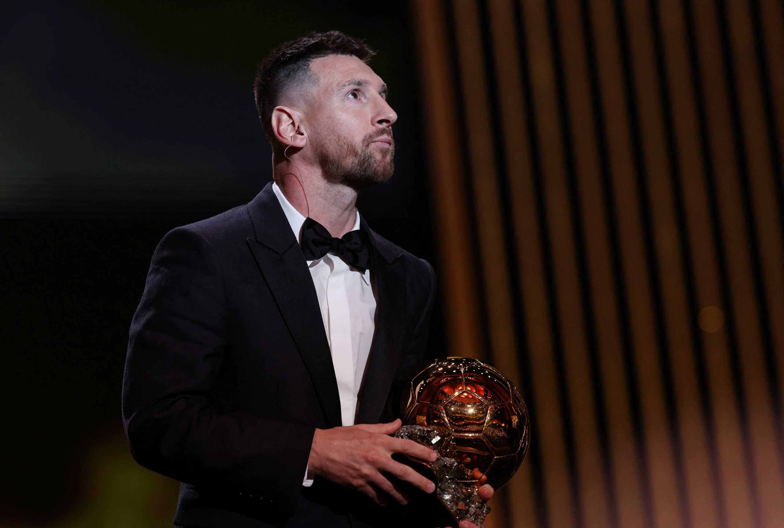 Soccer Football - 2023 Ballon d'Or - Chatelet Theatre, Paris, France - October 30, 2023 Inter Miami's Lionel Messi with the men's Ballon d'Or REUTERS