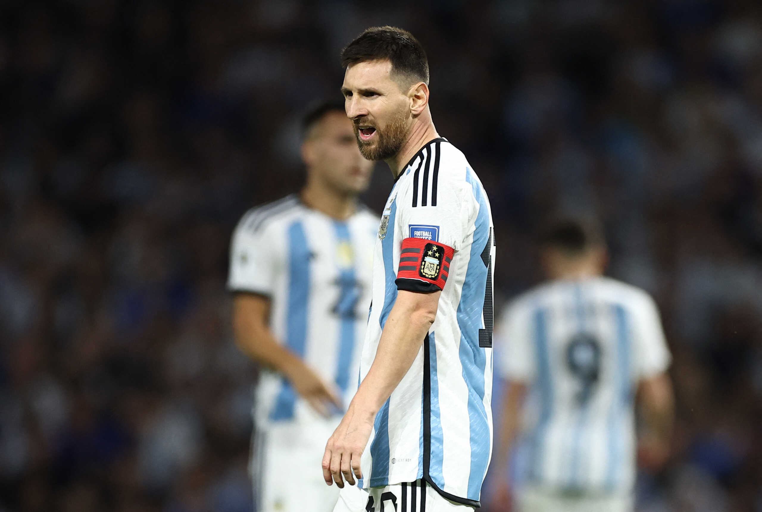 Soccer Football - World Cup - South American Qualifiers - Argentina v Uruguay - Estadio La Bombonera, Buenos Aires, Argentina - November 16, 2023 Argentina's Lionel Messi reacts REUTERS