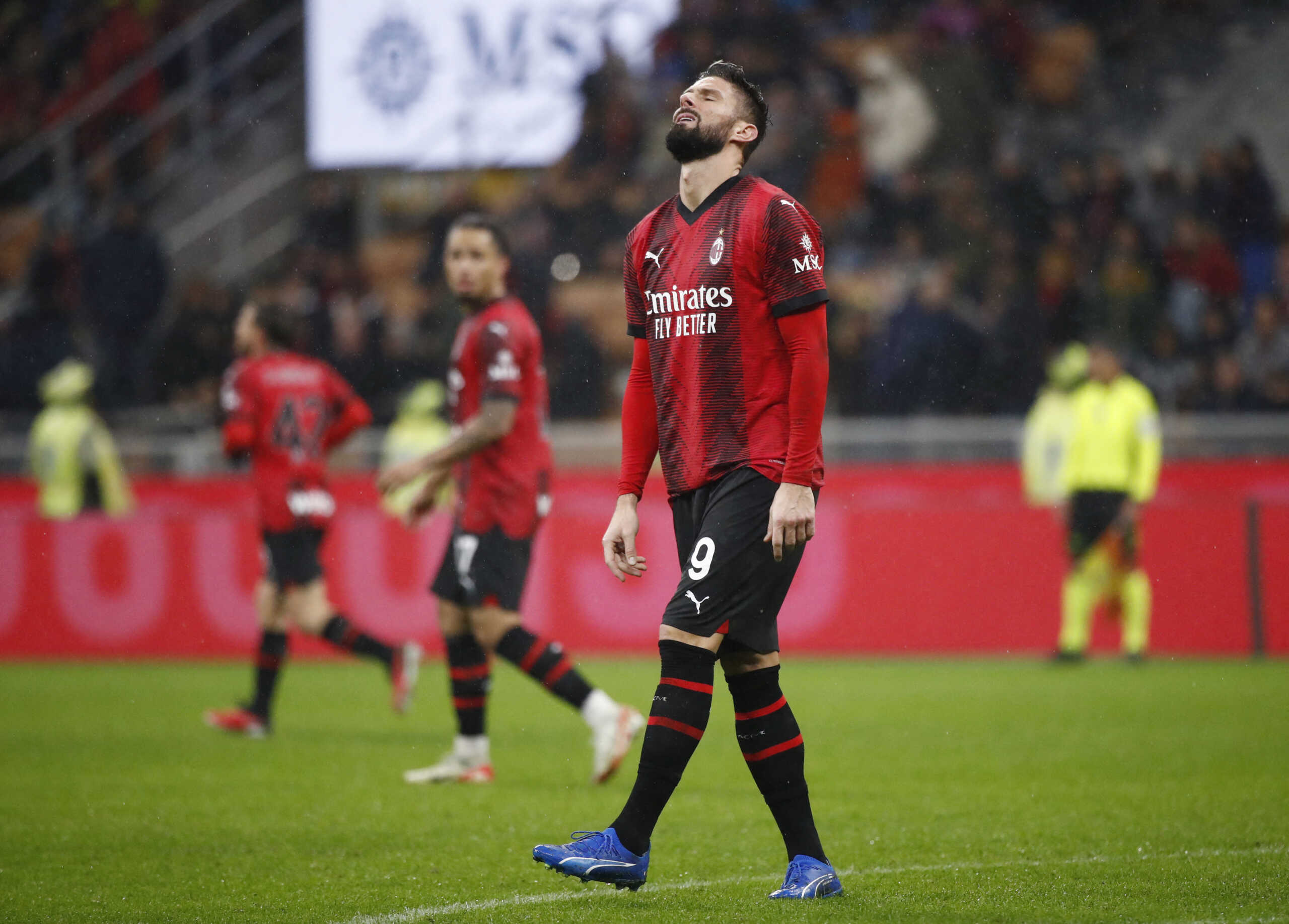 Soccer Football - Serie A - AC Milan v Udinese - San Siro, Milan, Italy - November 4, 2023 AC Milan's Olivier Giroud reacts REUTERS