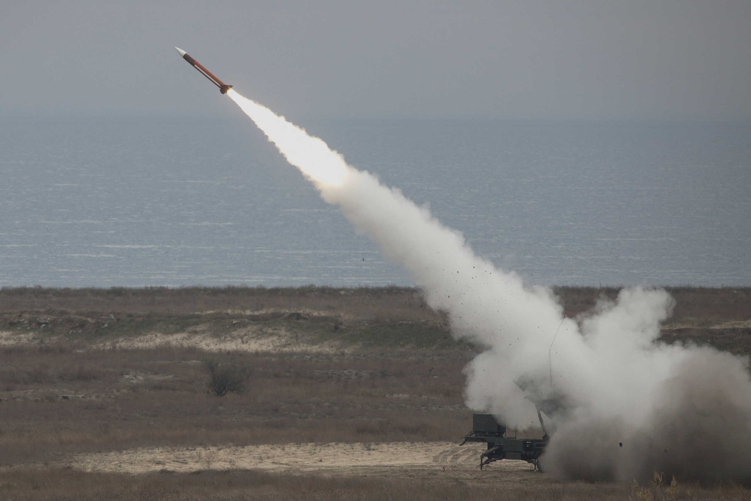 Patriot missile is fired during PATRIOT SPARK 23 exercise at the Black Sea training range in Capu Midia, Constanta, Romania, November 15, 2023. Inquam Photos