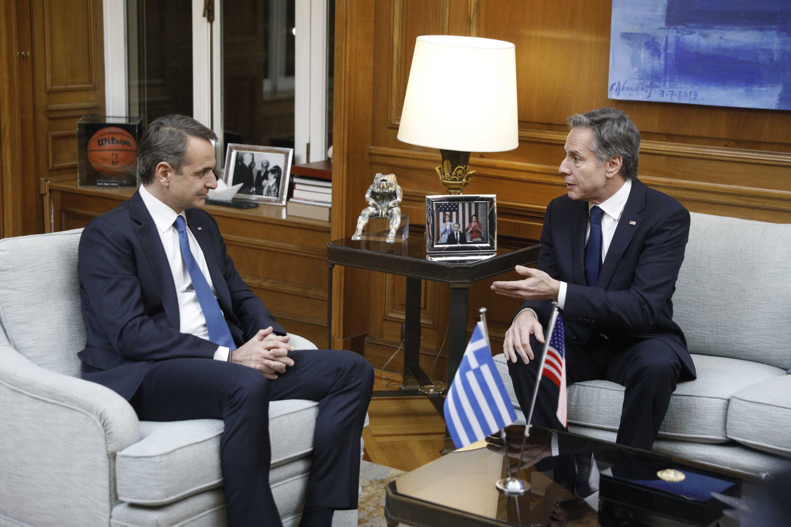 Συνάντηση του Πρωθυπουργού Κυριάκου Μητσοτάκη με τον Αμερικανό υπουργό Εξωτερικών Άντονι Μπλίνκεν, Δευτέρα 20 φεβρουαρίου 2023.
(ΓΙΩΡΓΟΣ ΚΟΝΤΑΡΙΝΗΣ