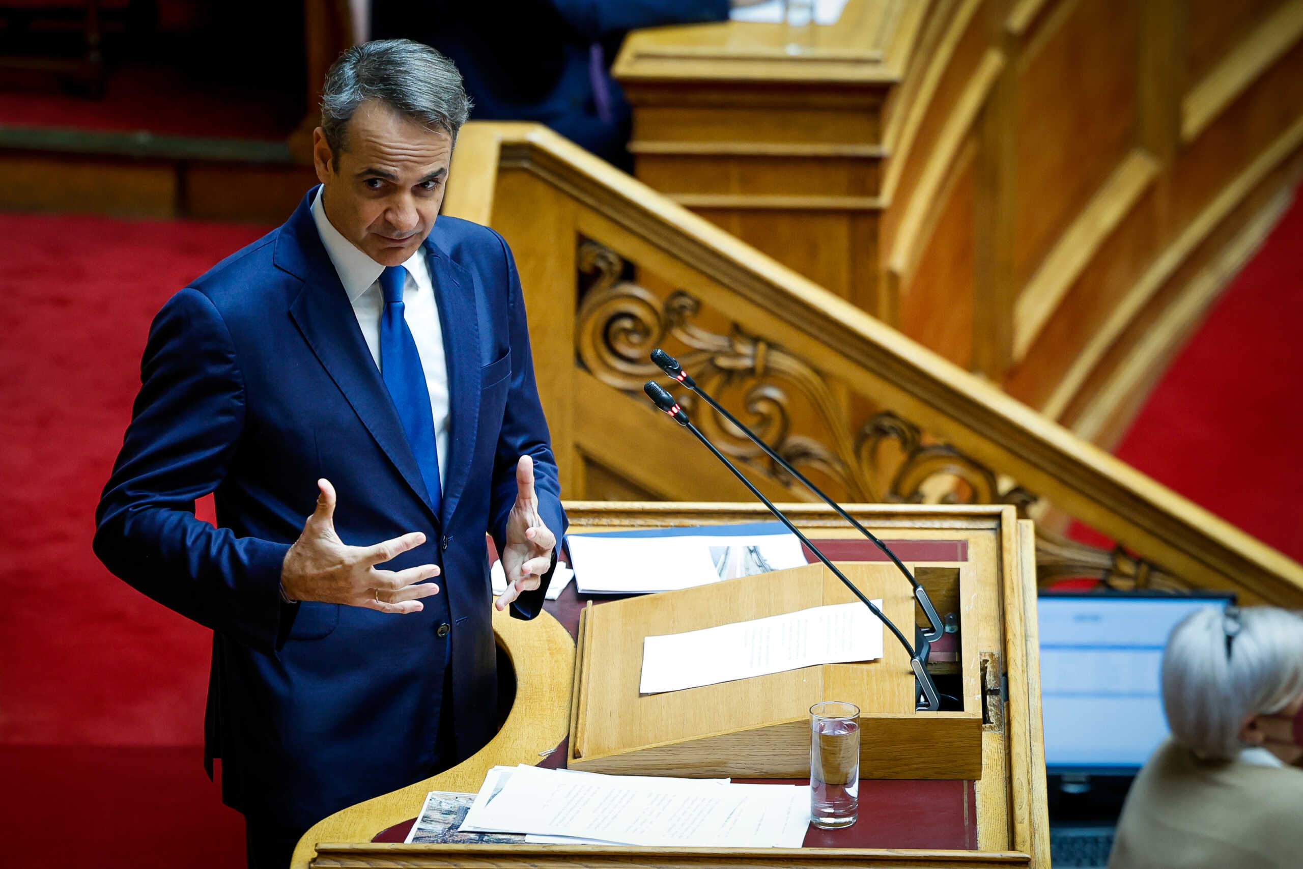 Συζήτηση στην Ολομέλεια της Βουλής, σε επίπεδο πολιτικών αρχηγών, κατόπιν αιτήματος του Πρωθυπουργού Κυριάκου Μητσοτάκη, με αντικείμενο την ενημέρωση για την υλοποίηση των πρωτοβουλιών της Κυβέρνησης σχετικά με την ανασυγκρότηση των περιοχών της Θεσσαλίας και του Έβρου και την αντιμετώπιση της κλιματικής κρίσης, Τετάρτη 22 Νοεμβρίου 2023.
(ΓΙΩΡΓΟΣ ΚΟΝΤΑΡΙΝΗΣ