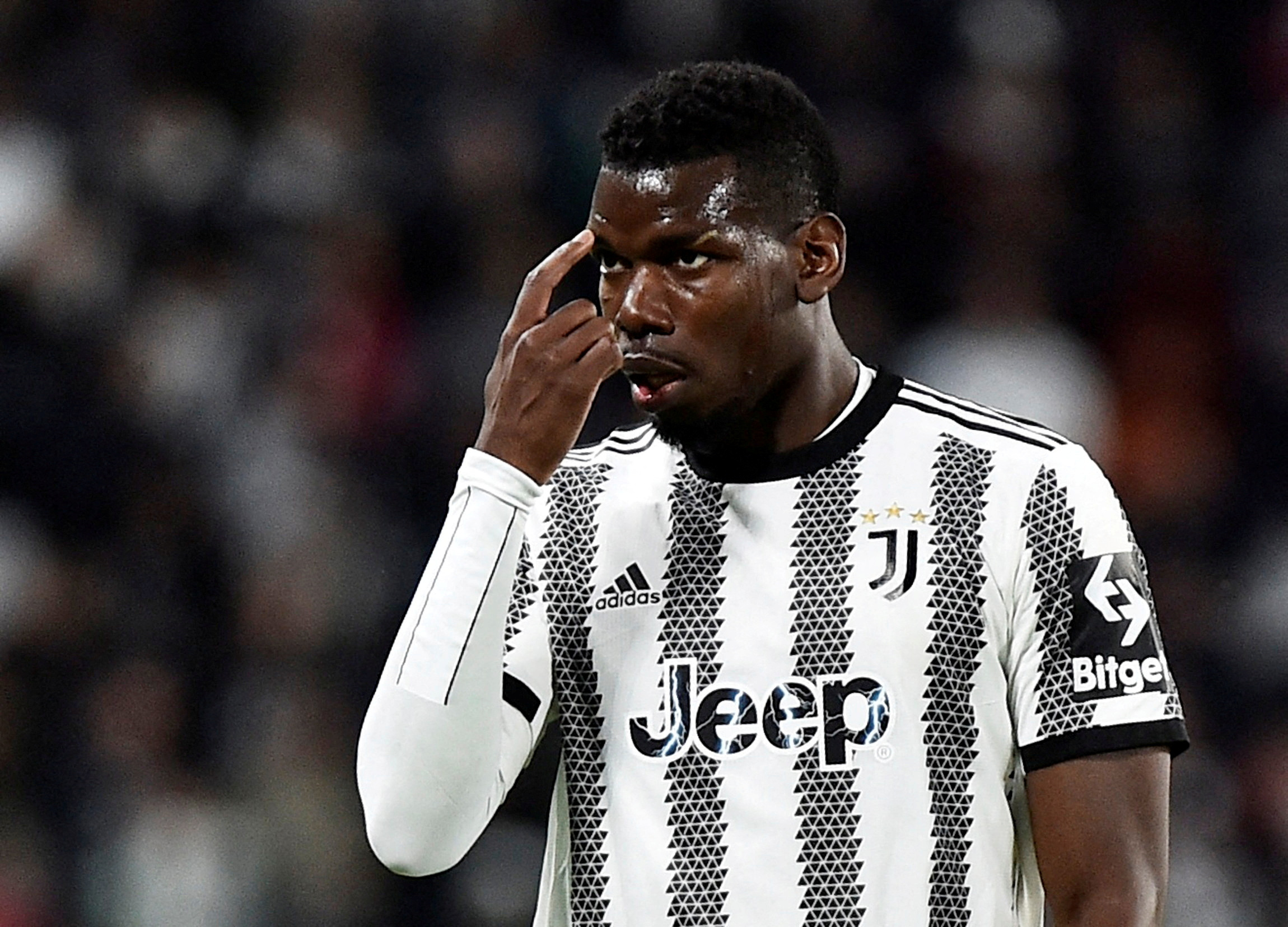 FILE PHOTO: Soccer Football - Europa League - Semi Final - First Leg - Juventus v Sevilla - Allianz Stadium, Turin, Italy - May 11, 2023 Juventus' Paul Pogba reacts REUTERS