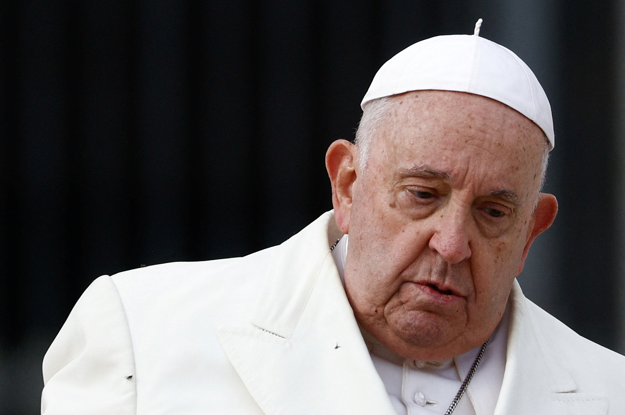 Pope Francis looks on, on the day of the weekly general audience in Saint Peter's Square at the Vatican, November 22, 2023. REUTERS