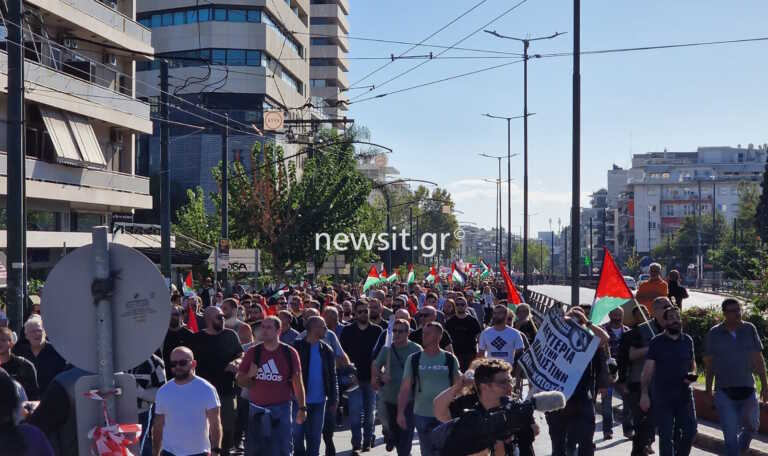 Πορεία διαμαρτυρίας προς την πρεσβεία του Ισραήλ στο Π. Ψυχικό - Έκλεισε τμήμα της Κηφισίας