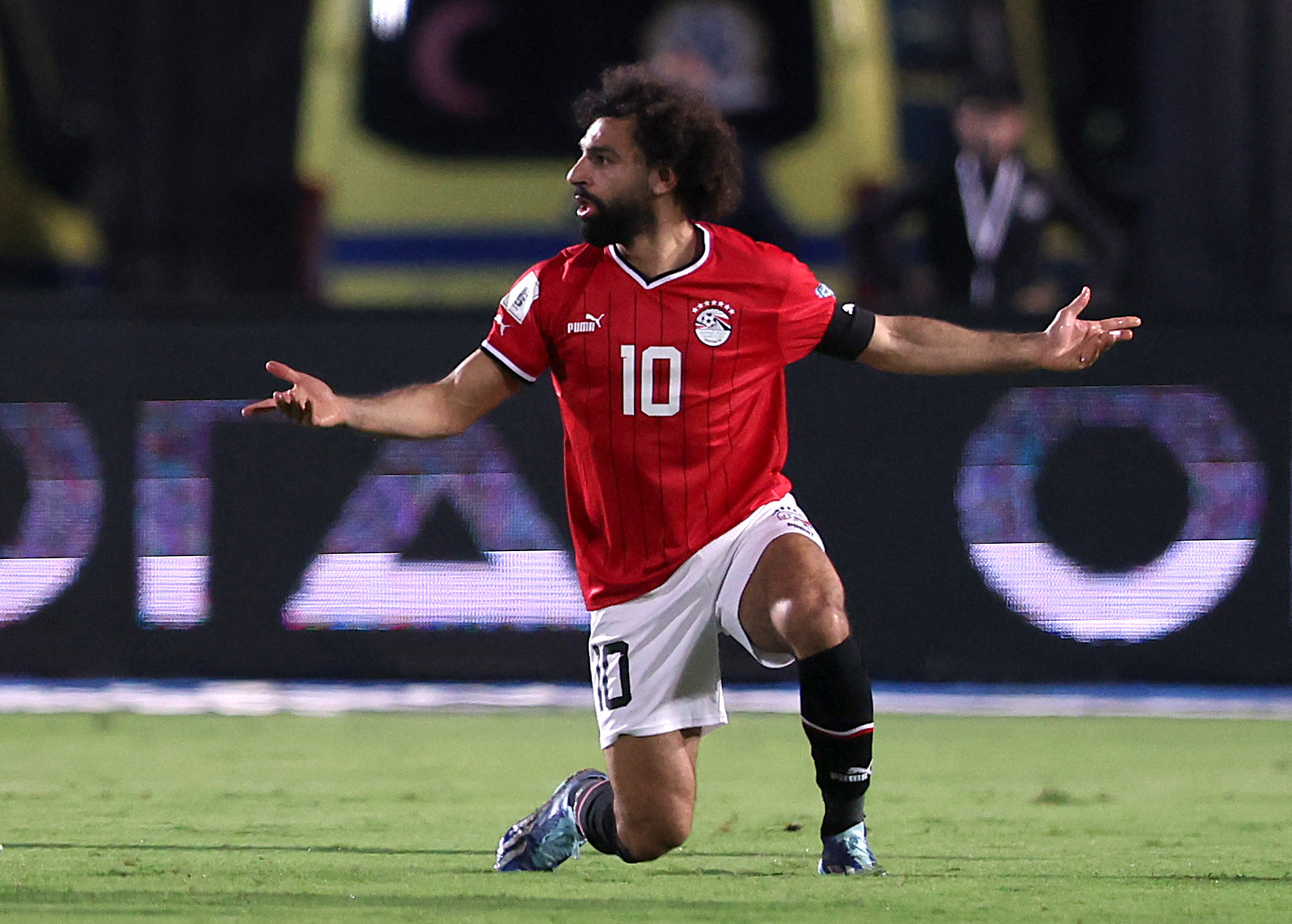 Soccer Football - World Cup - CAF Qualifiers - Group A - Egypt v Djibouti - Cairo International Stadium, Cairo, Egypt - November 16, 2023  Egypt's Mohamed Salah reacts REUTERS