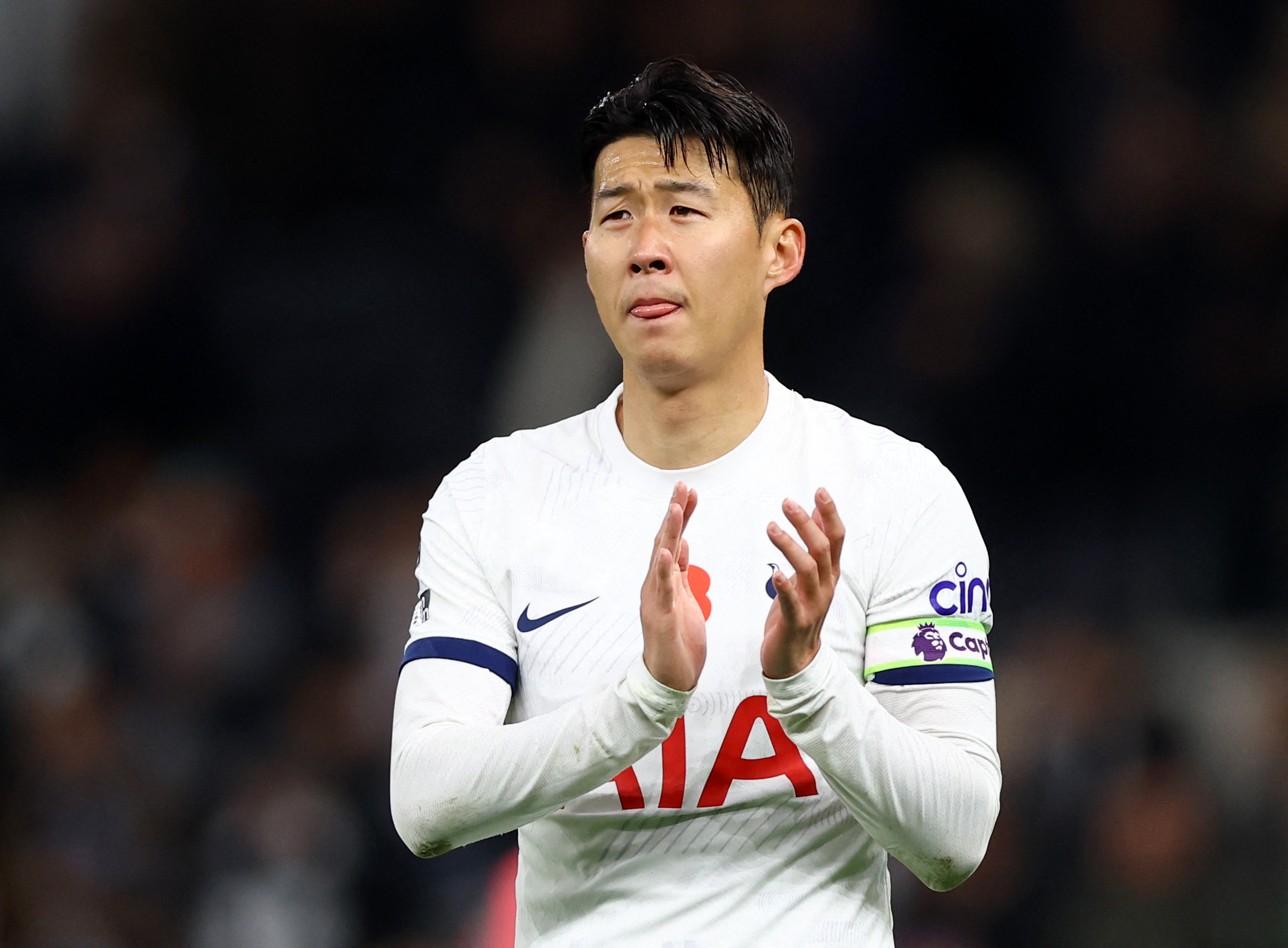 Soccer Football - Premier League - Tottenham Hotspur v Chelsea - Tottenham Hotspur Stadium, London, Britain - November 6, 2023 Tottenham Hotspur's Son Heung-min looks dejected after the match Action Images via Reuters