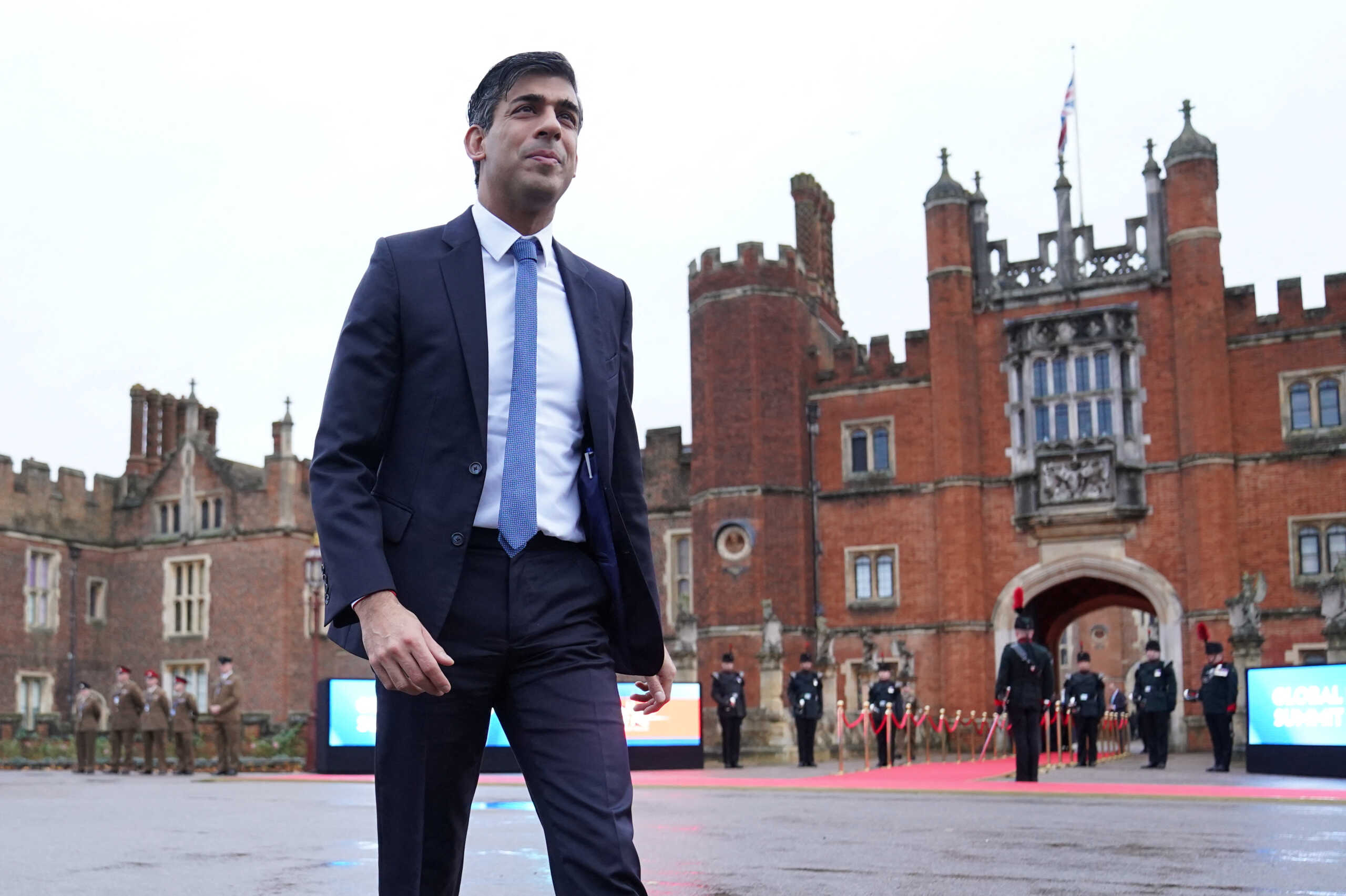 Prime Minister Rishi Sunak arrives at the Global Investment Summit at Hampton Court Palace, in East Molesey, Surrey, Britain, November 27, 2023. Stefan Rousseau