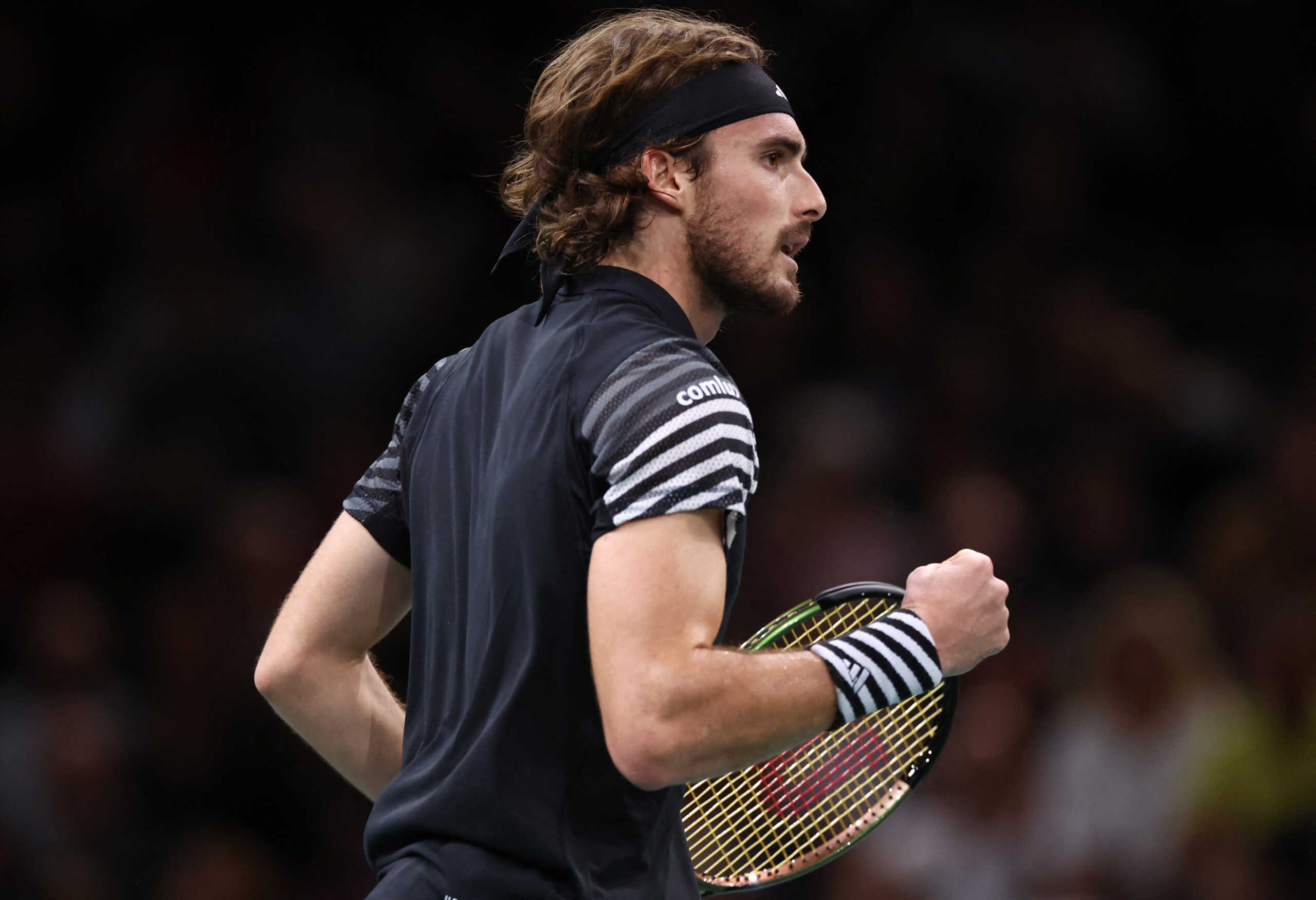 Tennis - ATP Masters 1000 - Paris Masters - AccorHotels Arena, Paris, France - November 4, 2023 Greece's Stefanos Tsitsipas reacts during his semi final match against Bulgaria's Grigor Dimitrov REUTERS