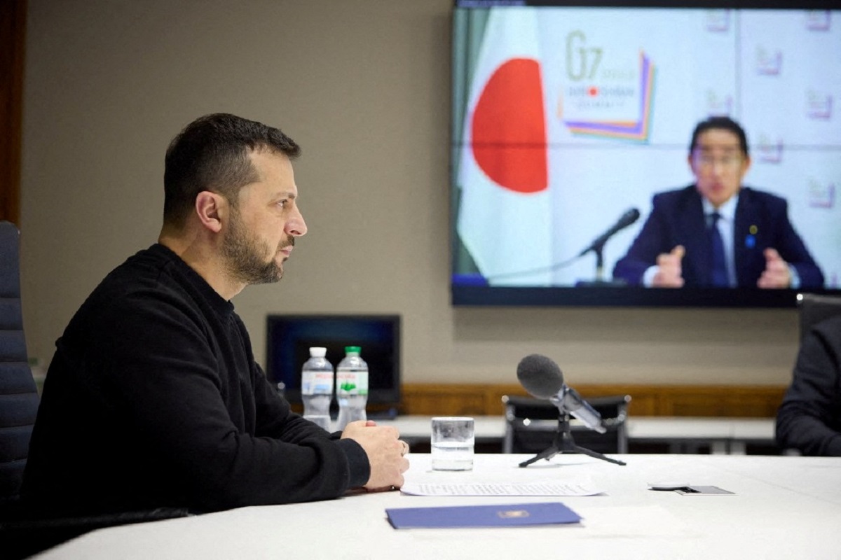 Ukraine's President Volodymyr Zelenskiy attends a video conference with G7 Leaders', amid Russia's attack on Ukraine, in Kyiv, Ukraine December 6, 2023. Ukrainian Presidential Press Service