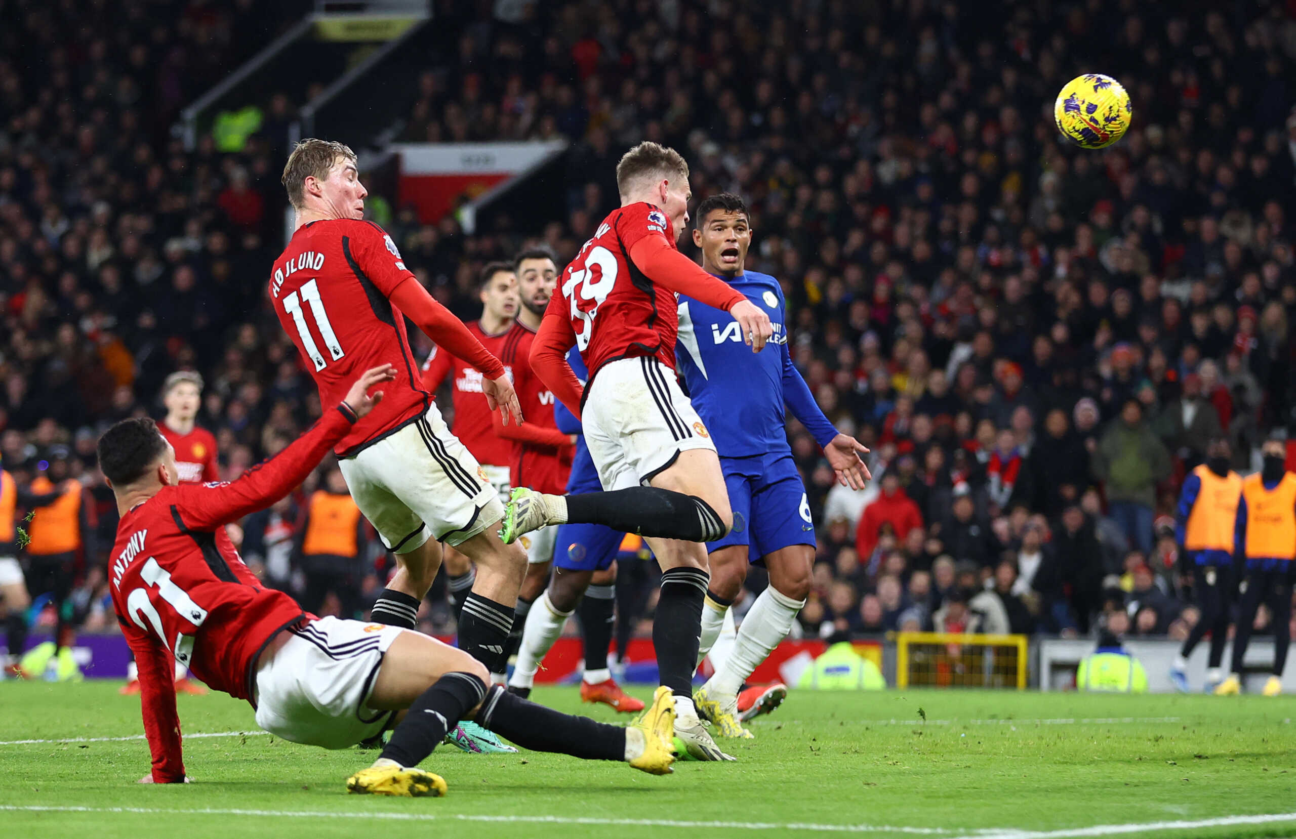 Soccer Football - Premier League - Manchester United v Chelsea - Old Trafford, Manchester, Britain - December 6, 2023 Manchester United's Scott McTominay scores their second goal REUTERS