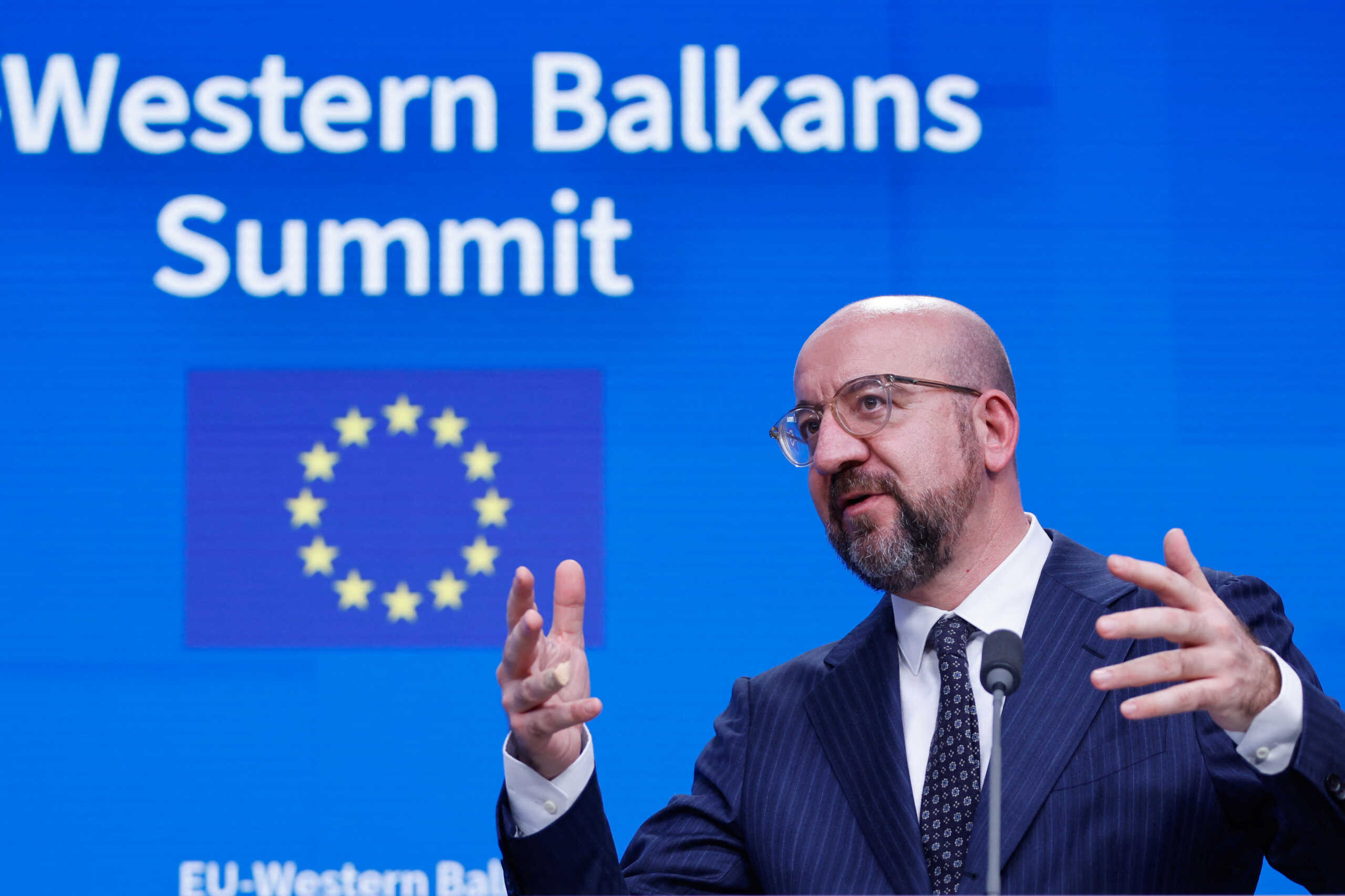 European Council President Charles Michel speaks during a European Union and Western Balkans leaders' summit, in Brussels, Belgium December 13, 2023. REUTERS