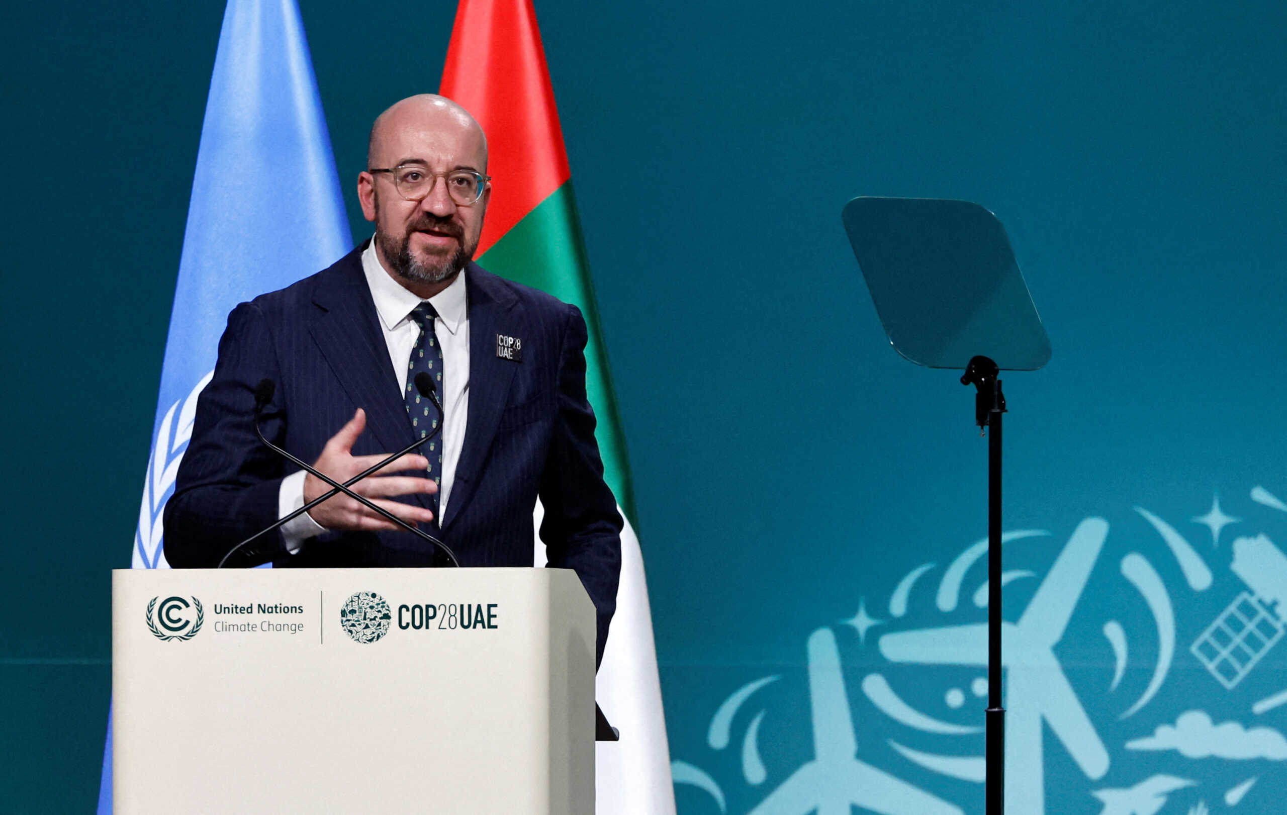 European Council President Charles Michel delivers a statement at the World Climate Action Summit during the United Nations Climate Change Conference (COP28) in Dubai, United Arab Emirates, December 1, 2023. REUTERS