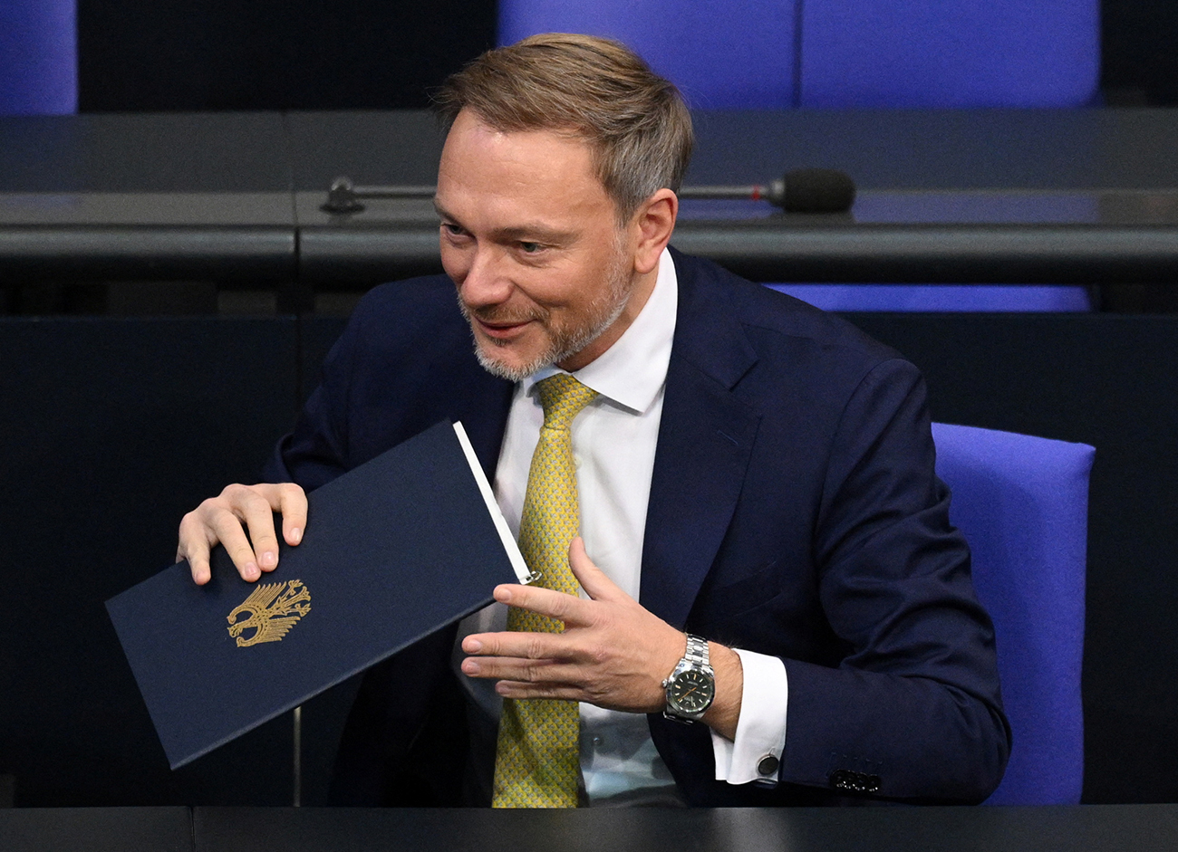 German Finance Minister Christian Lindner attends a plenum session of the lower house of parliament Bundestag, in Berlin, Germany, December 1, 2023. REUTERS