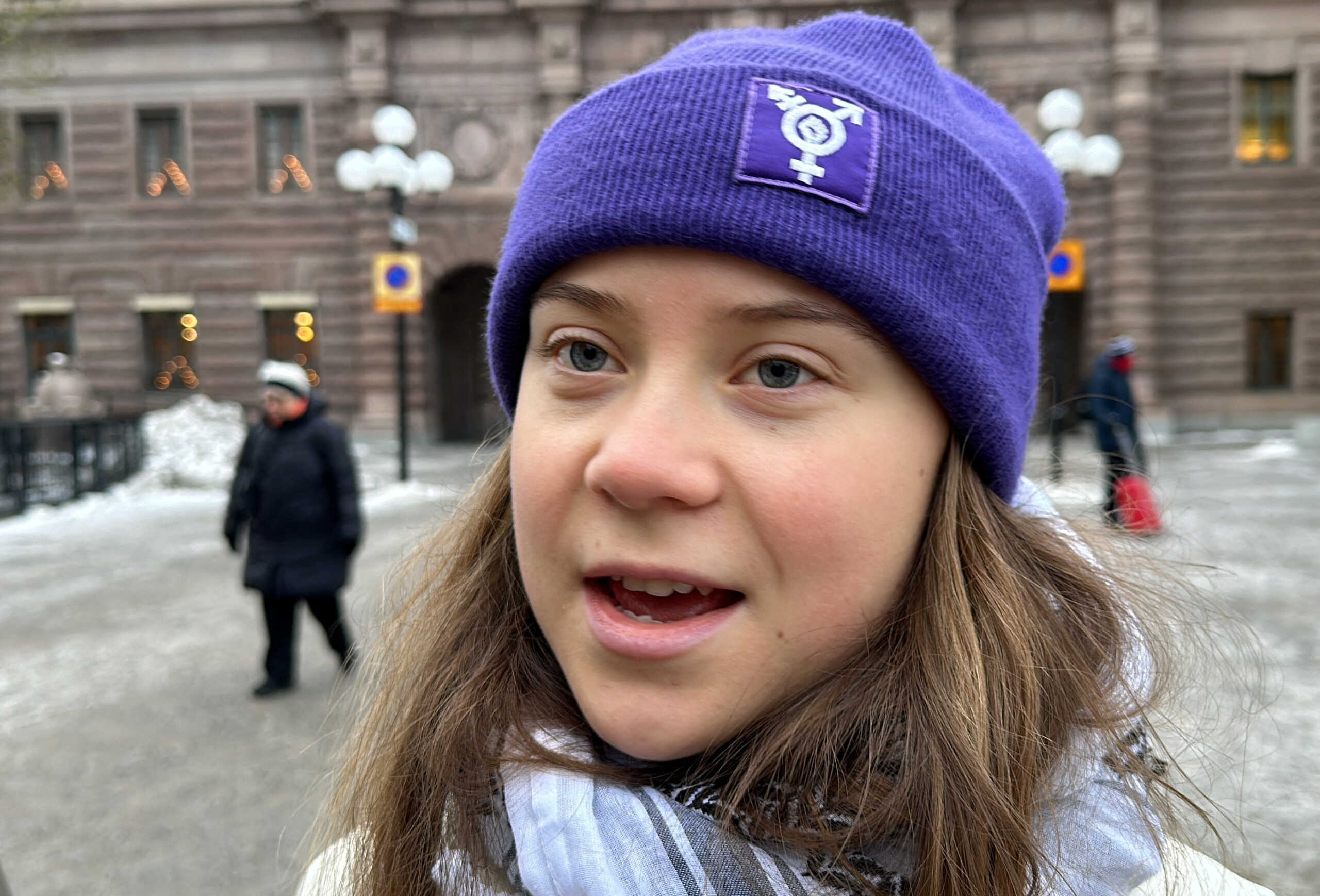 Swedish climate activist Greta Thunberg attends the Fridays for Future protest outside the Parliament in Stockholm, Sweden, Decmber 15, 2023. REUTERS