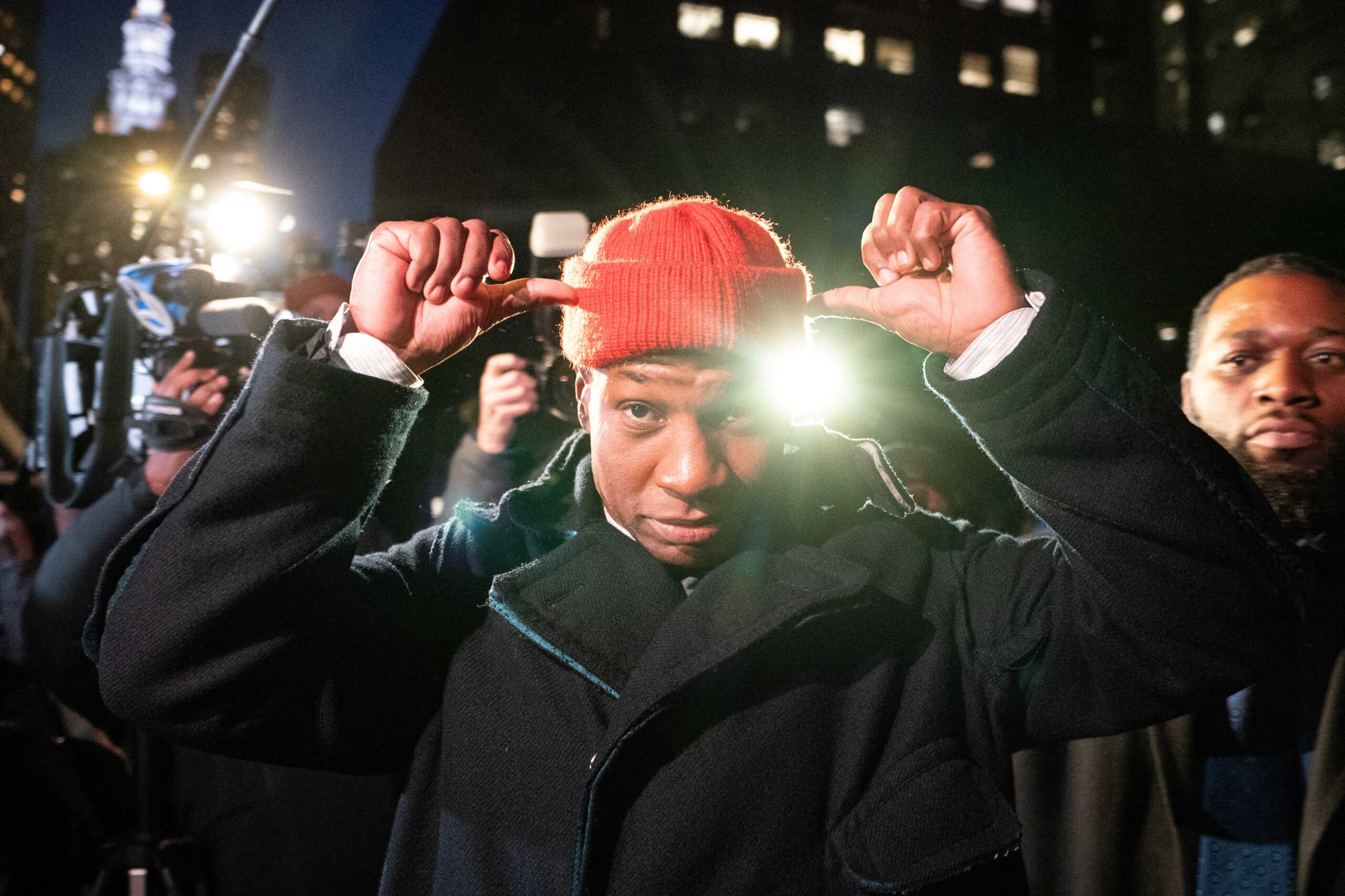 Actor Jonathan Majors departs with Meagan Good from the second day of deliberations on his assault and harassment case at Manhattan Criminal Court in New York City, U.S., December 15, 2023. REUTERS