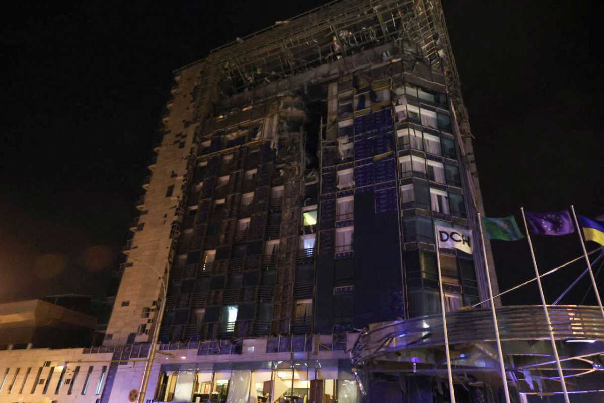 A view shows the Kharkiv Palace Hotel destroyed during a Russian missile strike, amid Russia's attack on Ukraine, in Kharkiv, Ukraine December 30, 2023. REUTERS