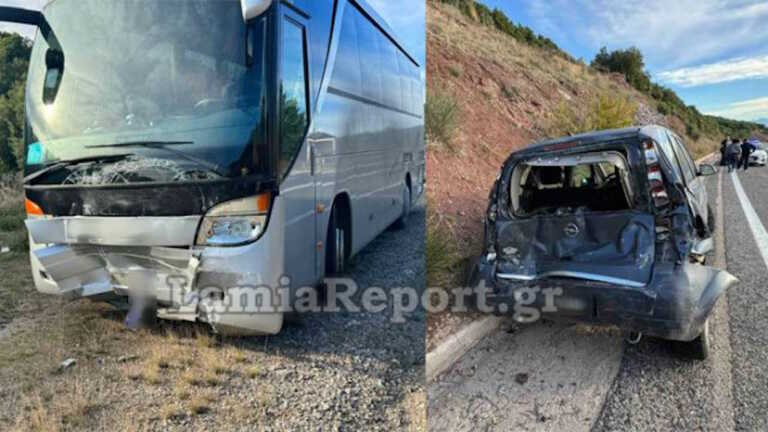 Λεωφορείο «πέταξε» στο αντίθετο ρεύμα αυτοκίνητο - Εικόνες από το τροχαίο στον Δομοκό