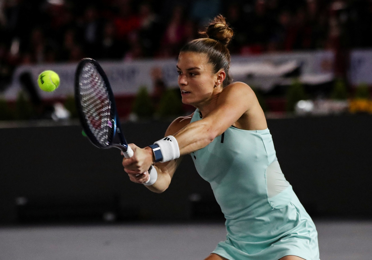 Maria Sakkari of Greece in action during her exhibition match against Caroline Wozniacki of Denmark, at TennisFest in La Plaza de Toros Mexico, in Mexico City, Mexico, November 29, 2023. REUTERS