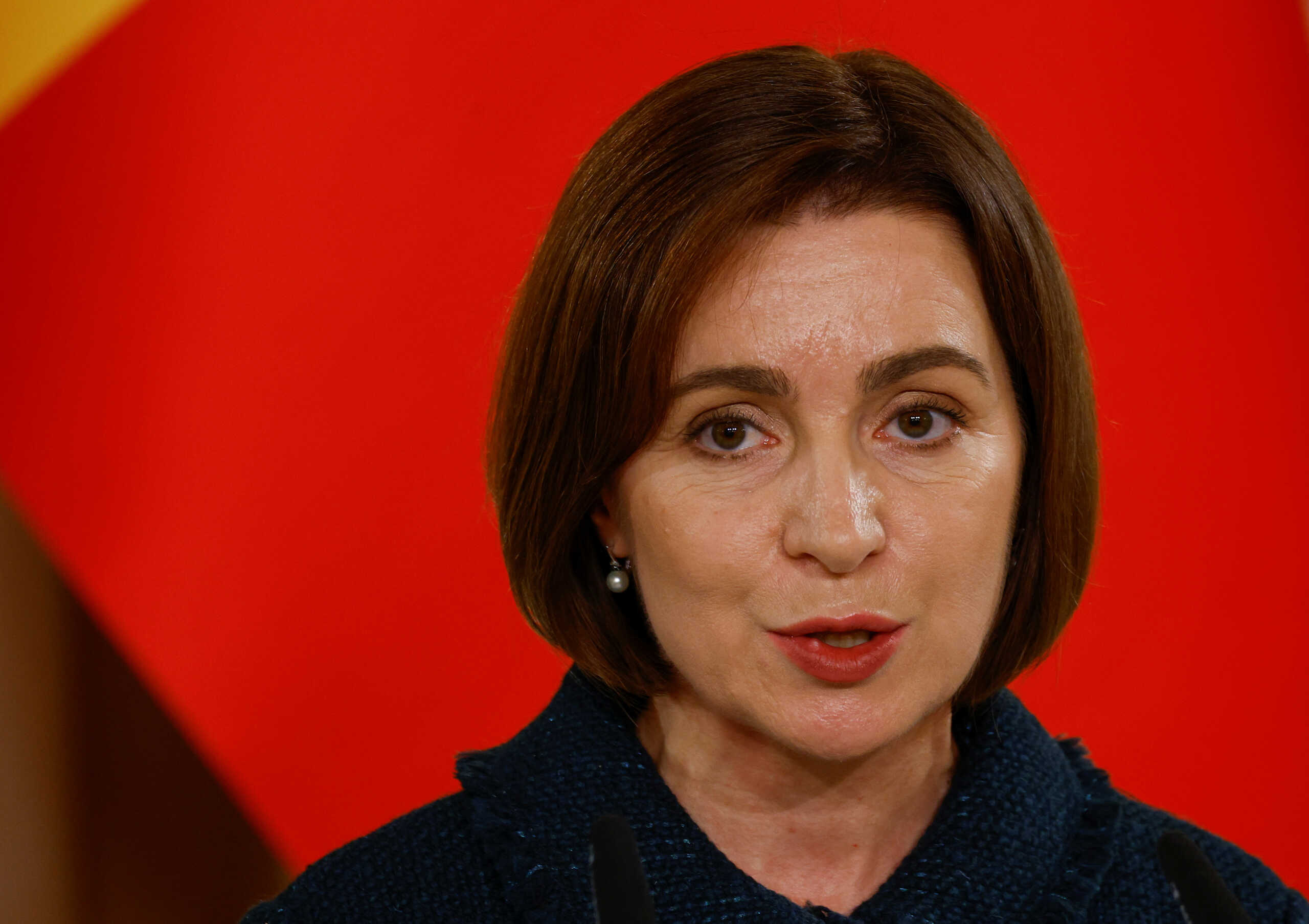 Moldova's President Maia Sandu attends a joint press conference with Ukraine's President Volodymyr Zelenskiy and President of the European Council Charles Michel, amid Russia's attack on Ukraine, in Kyiv, Ukraine November 21, 2023. REUTERS