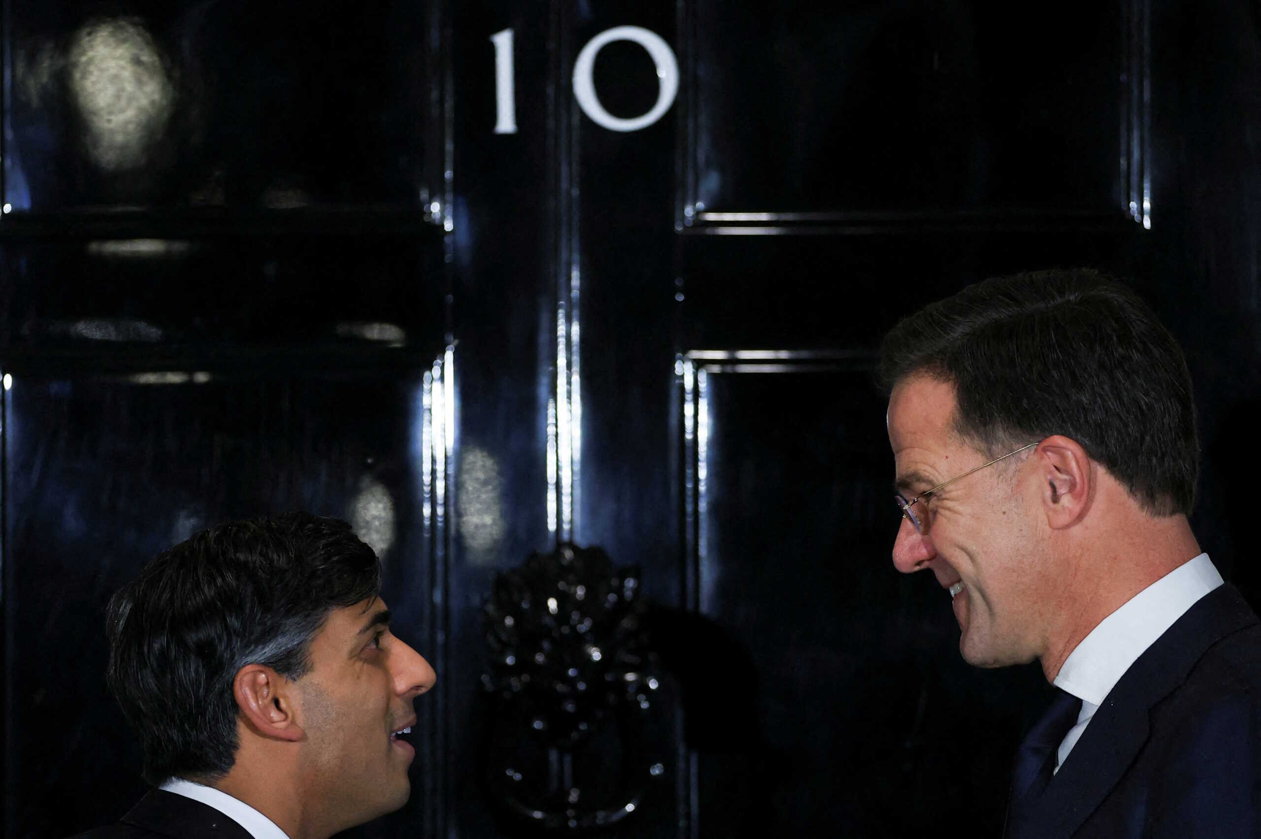British Prime Minister Rishi Sunak meets Dutch Prime Minister Mark Rutte at Downing Street in London, Britain, December 7, 2023. REUTERS