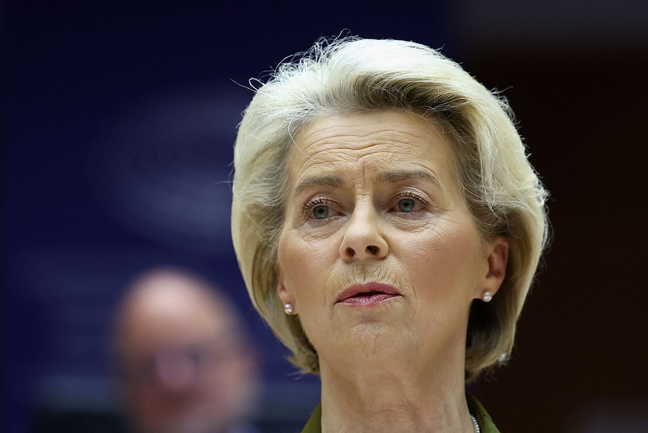 European Commission President Ursula von der Leyen addresses the EU Parliament in Brussels, Belgium November 8, 2023. REUTERS