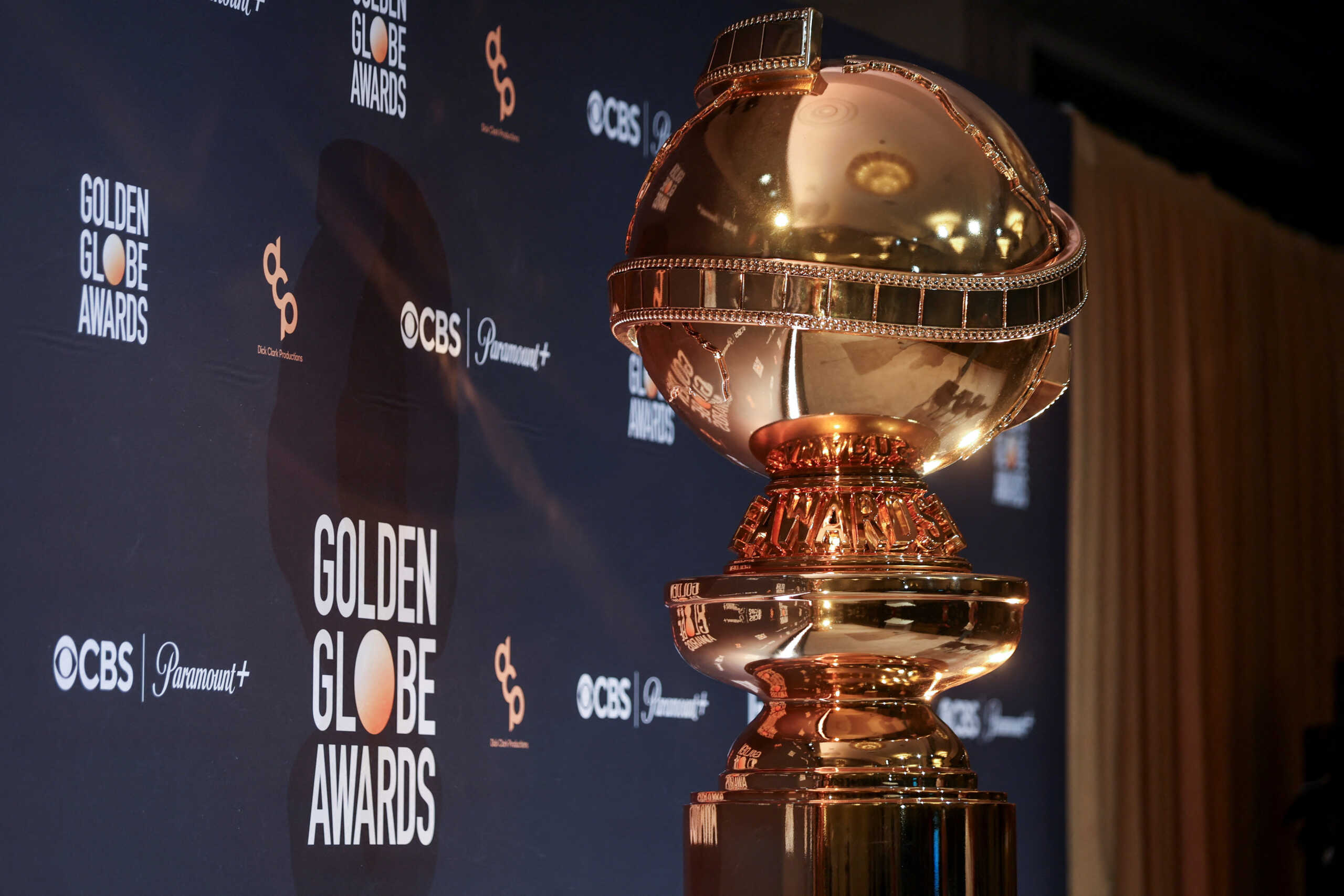 Golden Globe statue decorates the stage before the announcement of nominations for the 81st Golden Globe awards, at the Beverly Hilton Hotel in Beverly Hills, California, U.S., December 11, 2023.   REUTERS