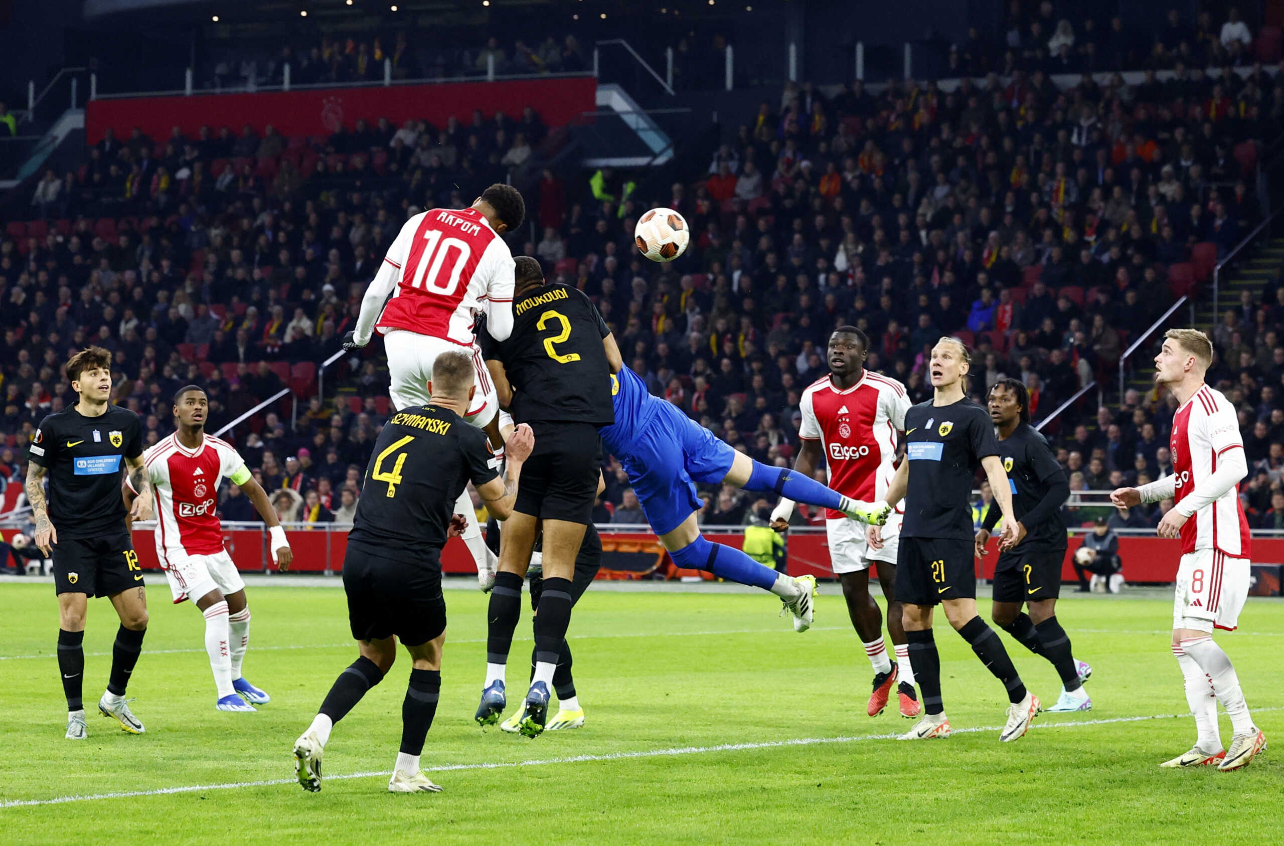 Soccer Football - Europa League - Group B - Ajax Amsterdam v AEK Athens - Johan Cruijff Arena, Amsterdam, Netherlands - December 14, 2023 Ajax Amsterdam's Chuba Akpom scores their first goal REUTERS