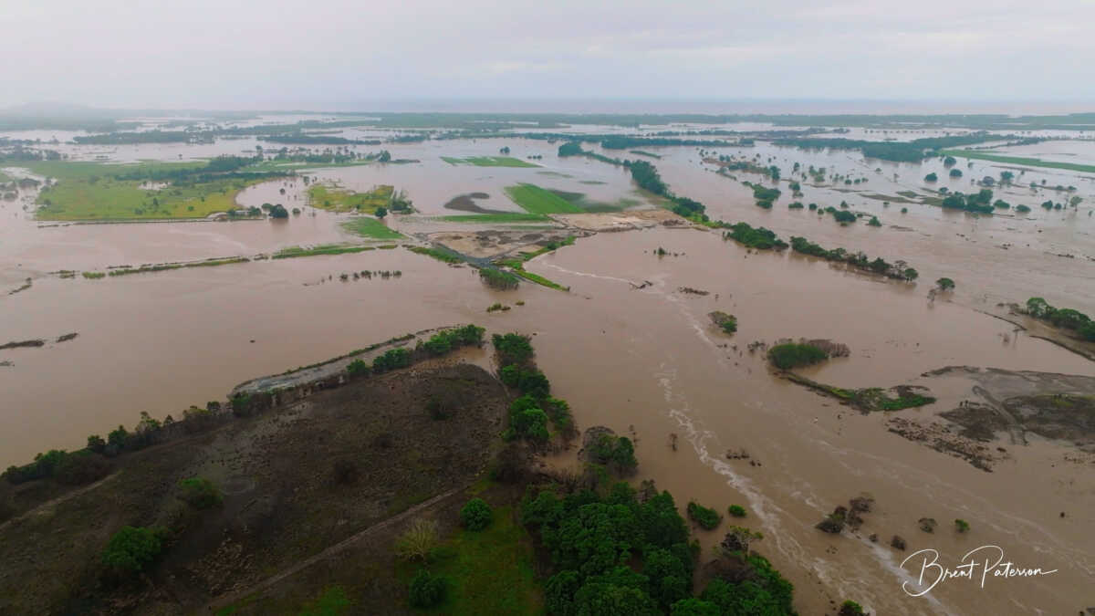 An aerial view shows flooding caused by heavy rains, in Cairns, Queensland, Australia December 18, 2023 in this screen grab obtained from social media video. Brent Paterson