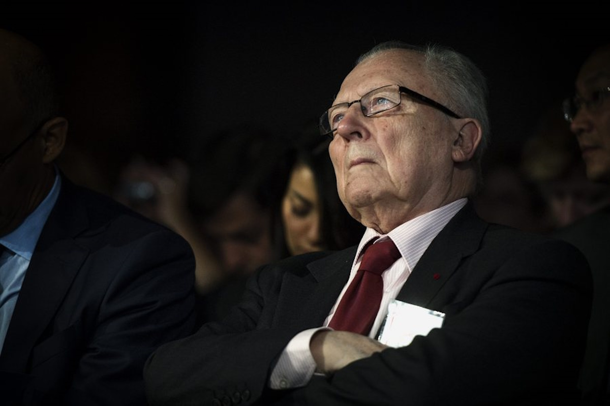 epa03745951 Former French Minister in charge of the Economy and Finances Jacques Delors attends to the European Progressivist Forum at the Mutualite Palace in Paris, France, 15 June 2013.  EPA