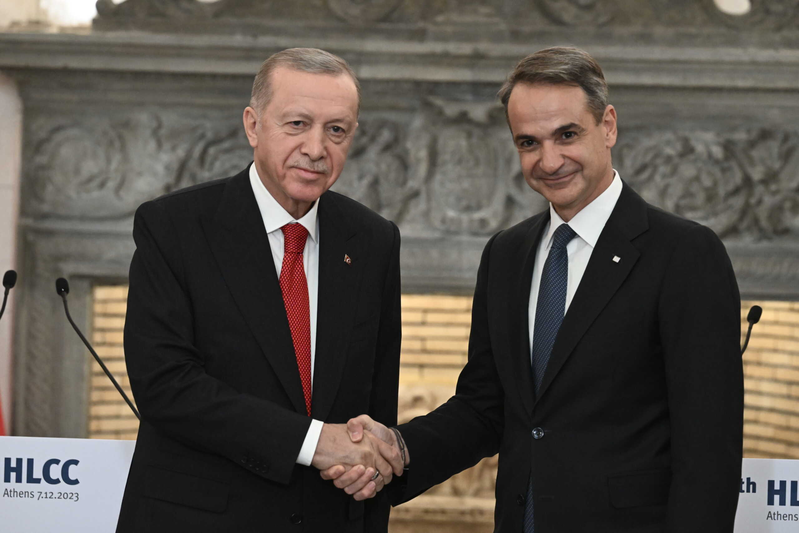 Δηλώσεις του Πρωθυπουργού Κυριάκου Μητσοτάκη και του Προέδρο της Τουρκίας Recep Tayyip Erdogan, μετά την συνάντησή τους στο Μέγαρο Μαξίμου, Πέμπτη 7 Δεκεμβρίου 2023. 
(ΤΑΤΙΑΝΑ ΜΠΟΛΑΡΗ