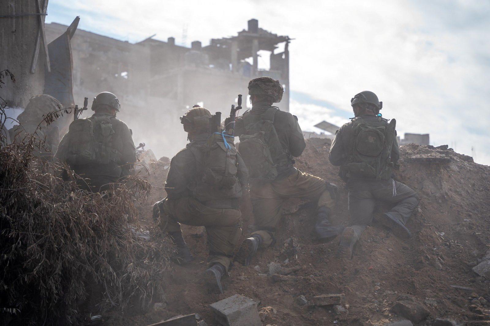 Israeli soldiers operate in the Gaza Strip amid the ongoing conflict between Israel and the Palestinian Islamist group Hamas, in this handout picture released on December 17, 2023. Israel Defense Forces