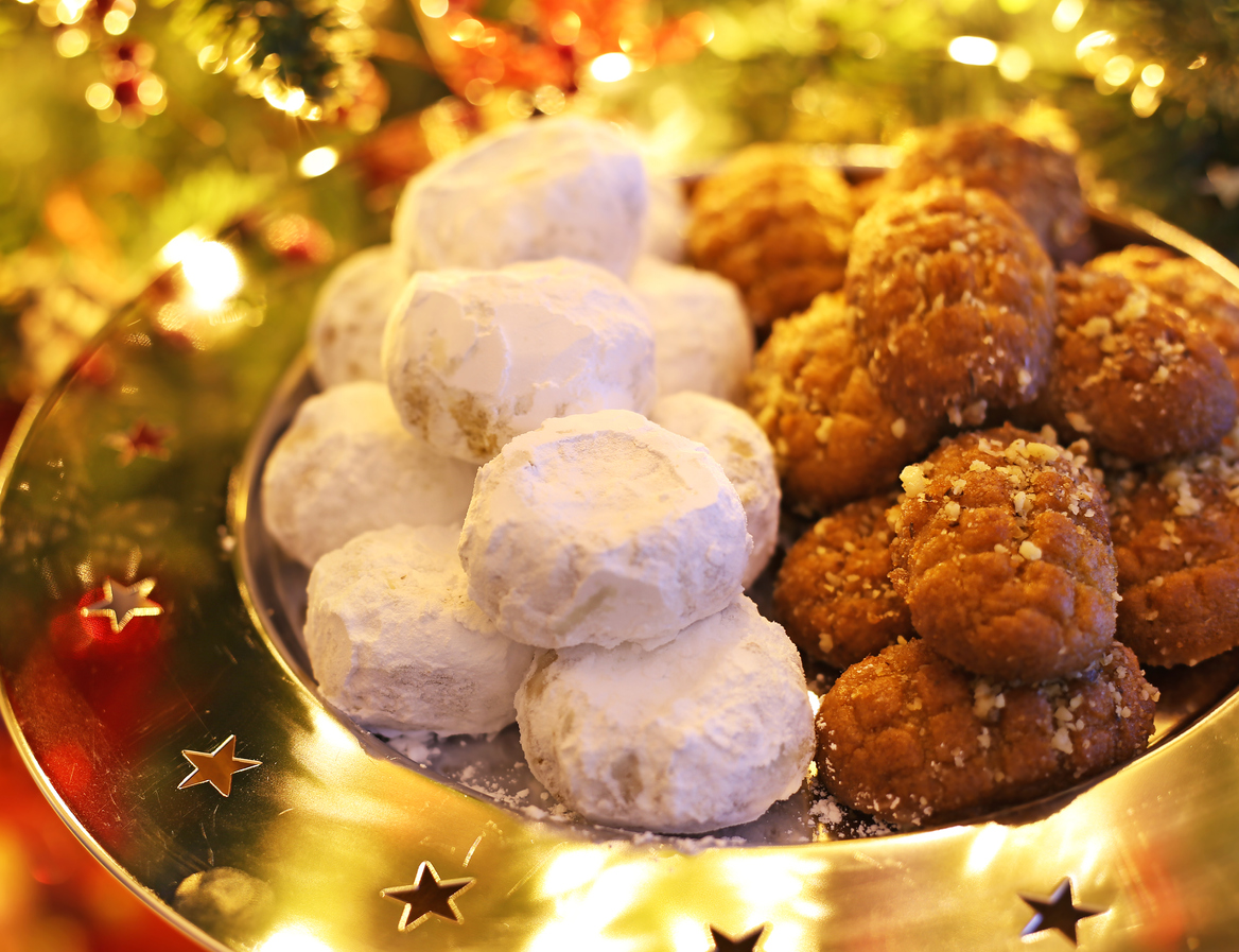 greek melomakarona and kourabies traditional Christmas