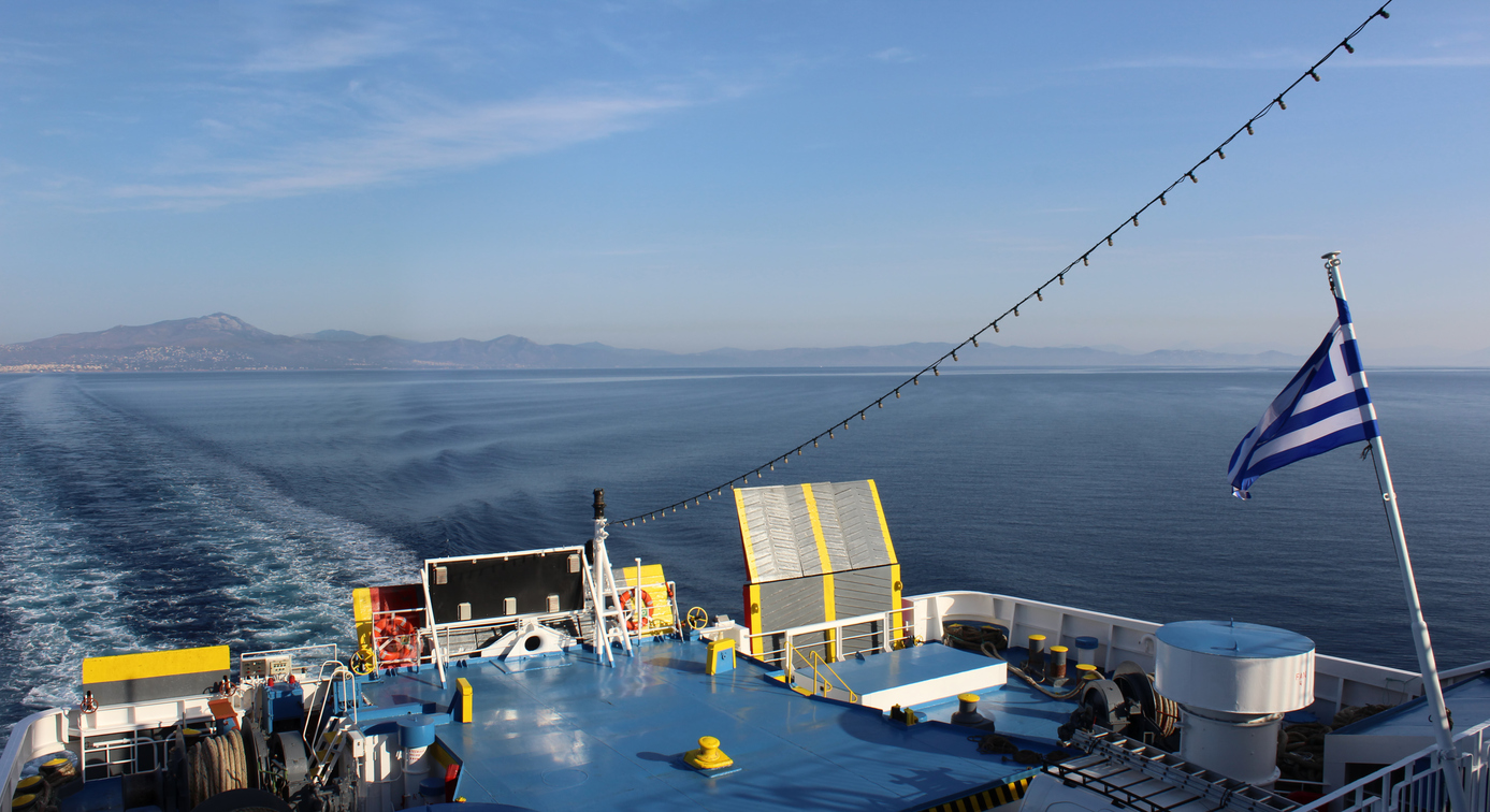 Ferry boat deck in the Aegean