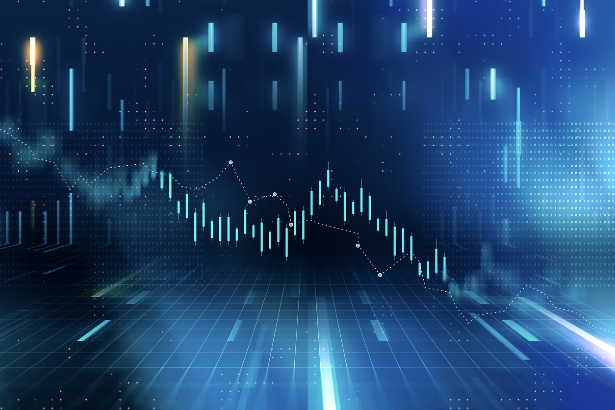 Digitally Generated Currency and Exchange Stock Chart for Finance and Economy Based Computer Software and Coding Display