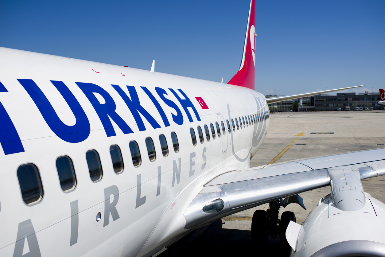 Istanbul, Turkey - May, 27, 2013: Turkish Airlines aircraft waiting for the passengers in Atatürk International Airport for the flight.