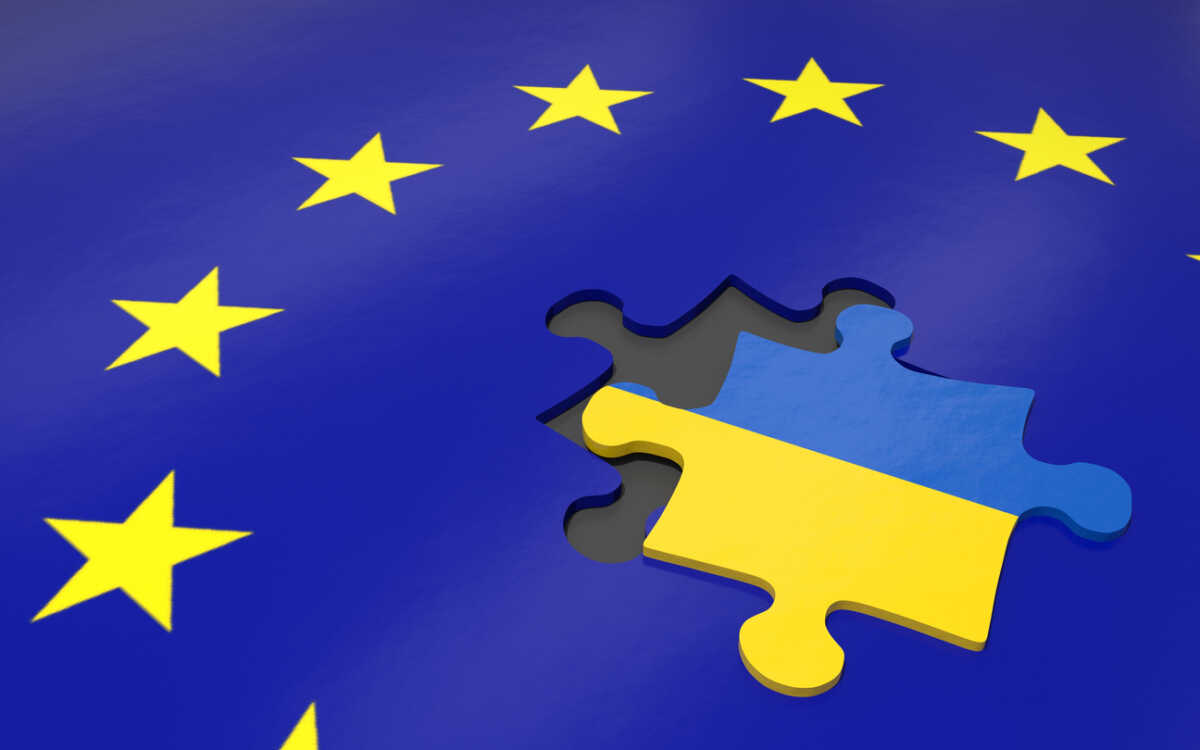 3d illustration. Puzzle piece with Ukraina flag.