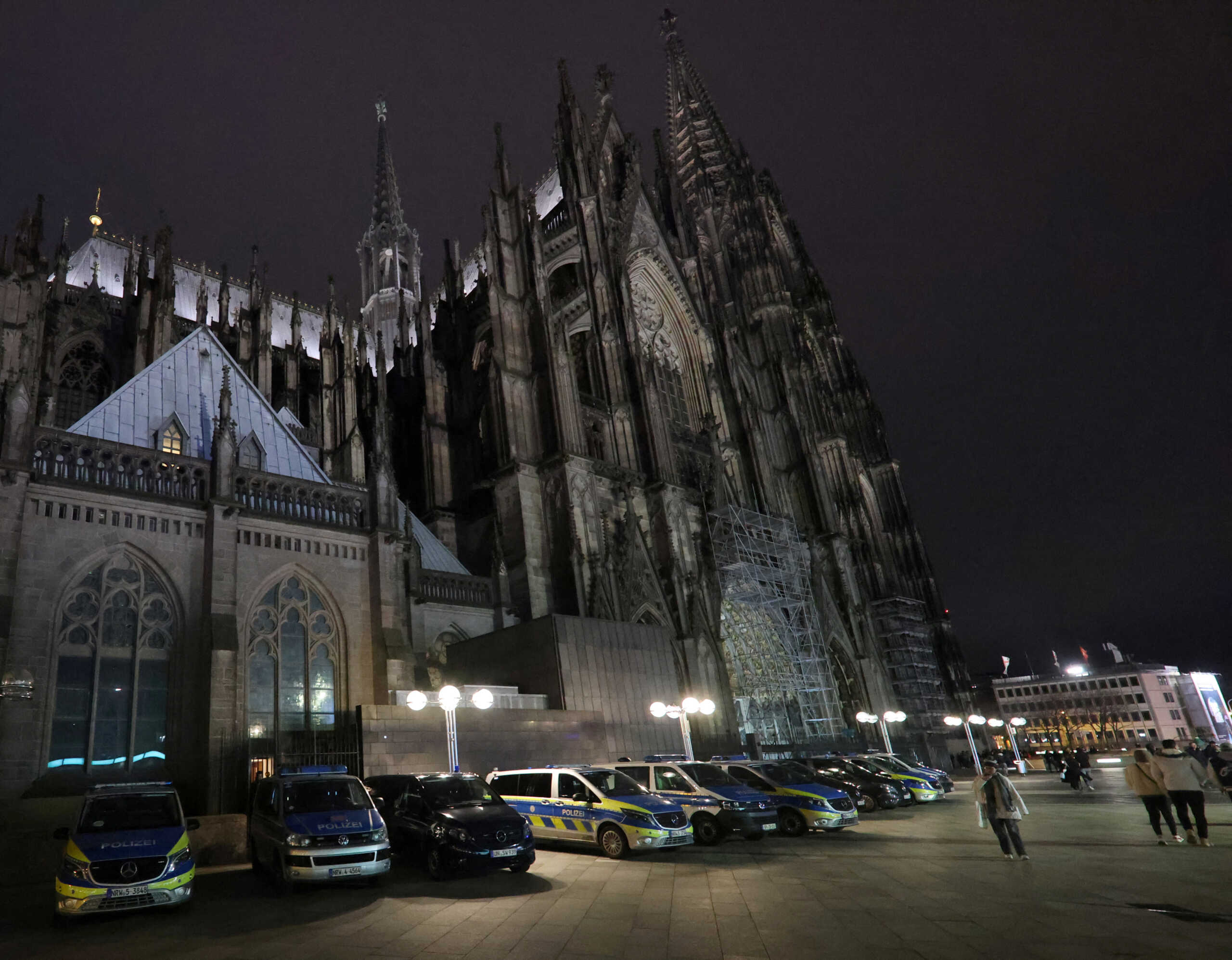 German police secures the cathedral in central Cologne, Germany, December 23, 2023.     REUTERS