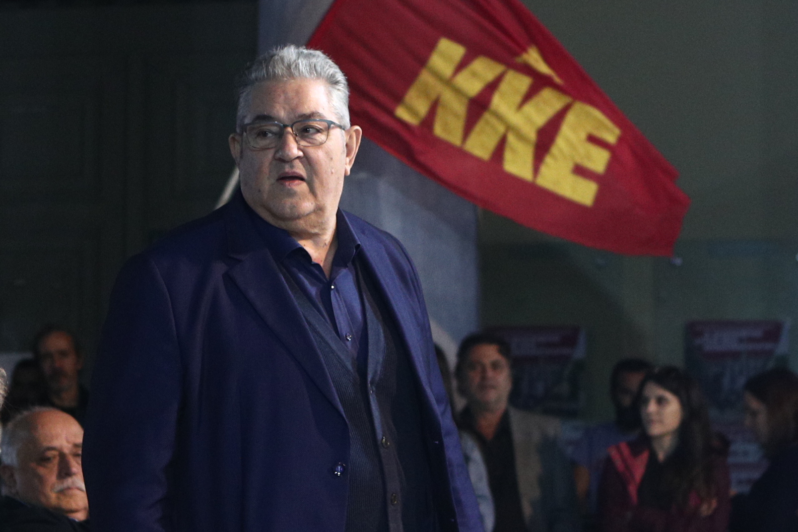 Εκδήλωση από το Κεντρικό Συμβούλιο της ΚΝΕ,  στο κτίριο Αβέρωφ του ΕΜΠ, για την πρώτη προβολή του ντοκιμαντέρ της ΚΝΕ "Ένας ζεστός Νοέμβρης", για τα 50 χρόνια απ’ τον ξεσηκωμό του Πολυτεχνείου, παρουσία του ΓΓ της ΚΕ του ΚΚΕ Δημήτρη Κουτσούμπα, Πέμπτη 16 Νοεμβρίου 2023. 
(ΣΩΤΗΡΗΣ ΔΗΜΗΤΡΟΠΟΥΛΟΣ