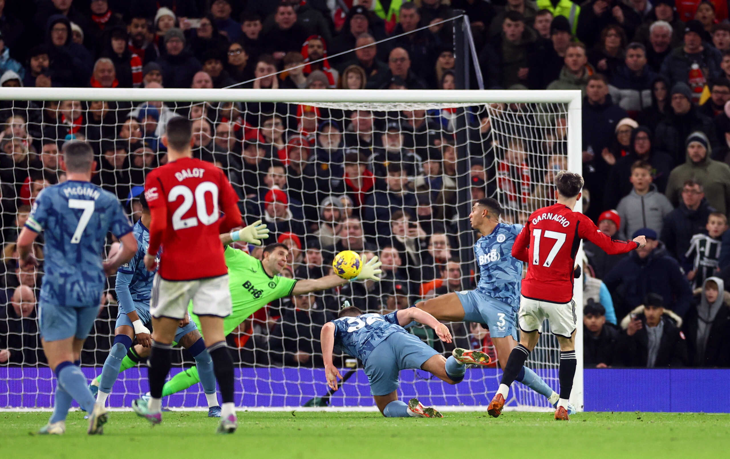 Soccer Football - Premier League - Manchester United v Aston Villa - Old Trafford, Manchester, Britain - December 26, 2023 Manchester United's Alejandro Garnacho scores their second goal REUTERS